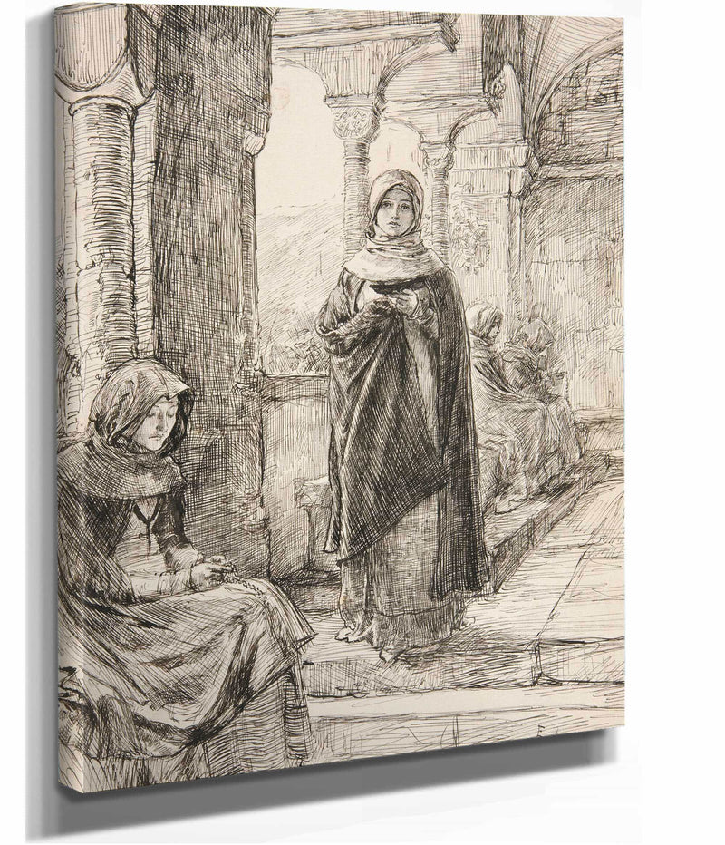 Two Female Figure In Cloister From The Cloister by Edwin Austin Abbey