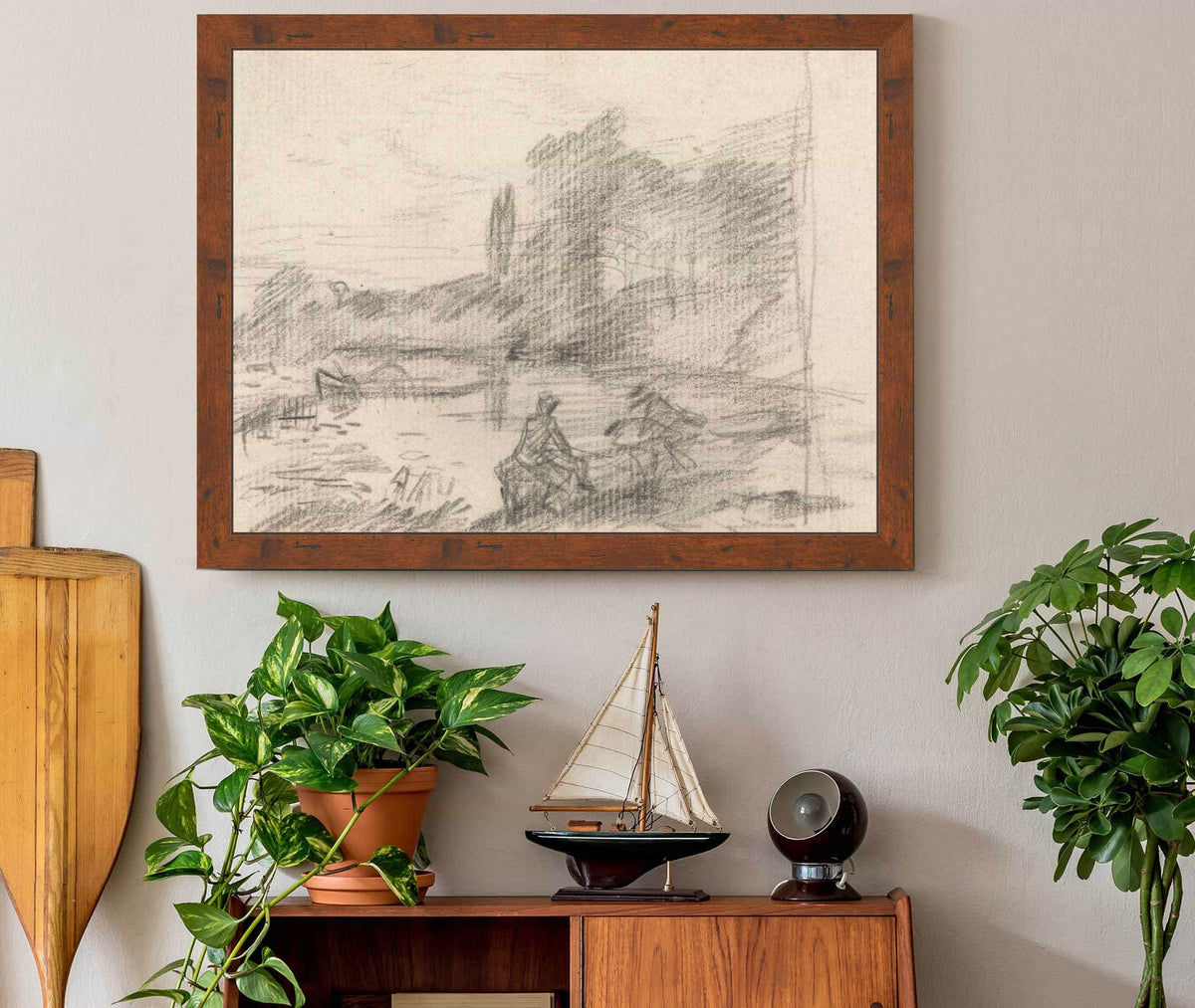 Two Figures By A River Between And by John Constable