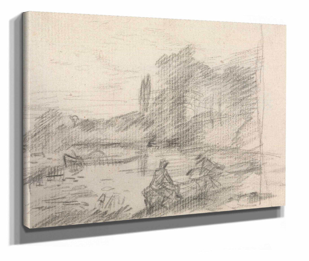 Two Figures By A River Between And by John Constable