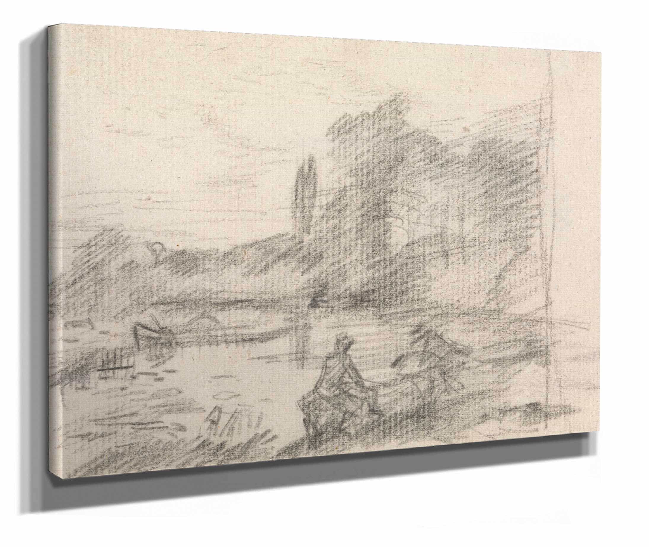 Two Figures By A River Between And by John Constable