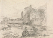 Two Figures By A River Between And by John Constable