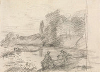 Two Figures By A River Between And by John Constable