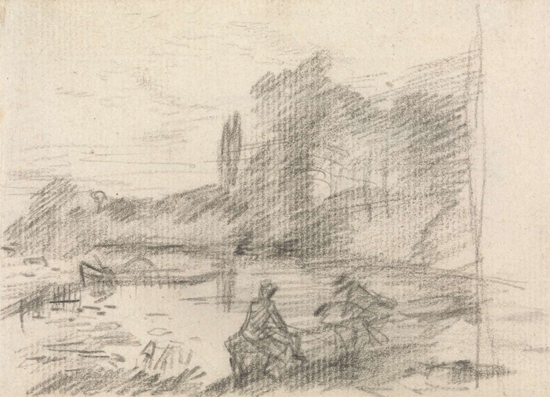 Two Figures By A River Between And by John Constable