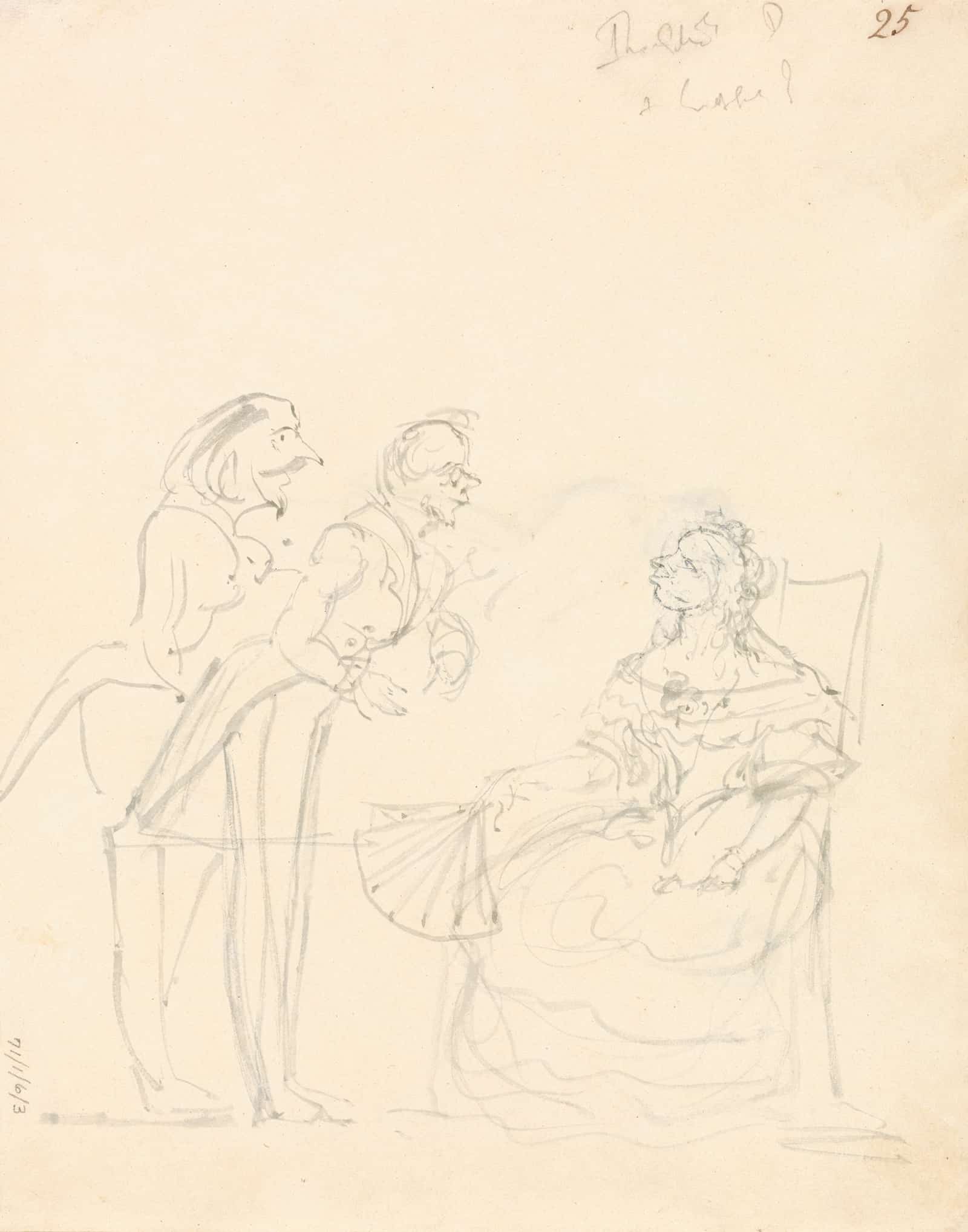 Two Gentlemen Talking To A Seated Lady by Sir John Everett Millais