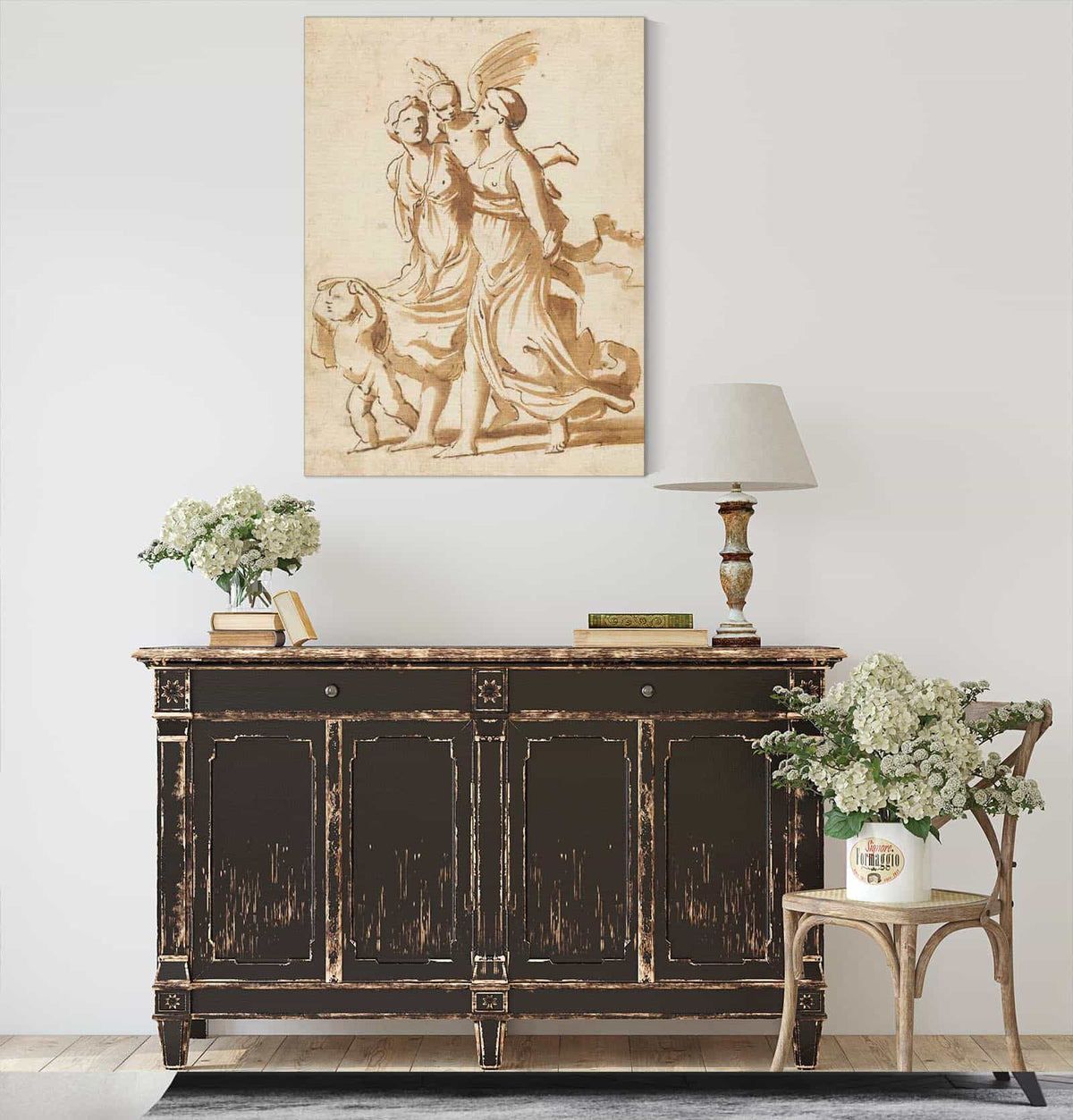 Two Girls Accompanied By Cupid by Nicolas Poussin