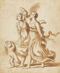 Two Girls Accompanied By Cupid by Nicolas Poussin