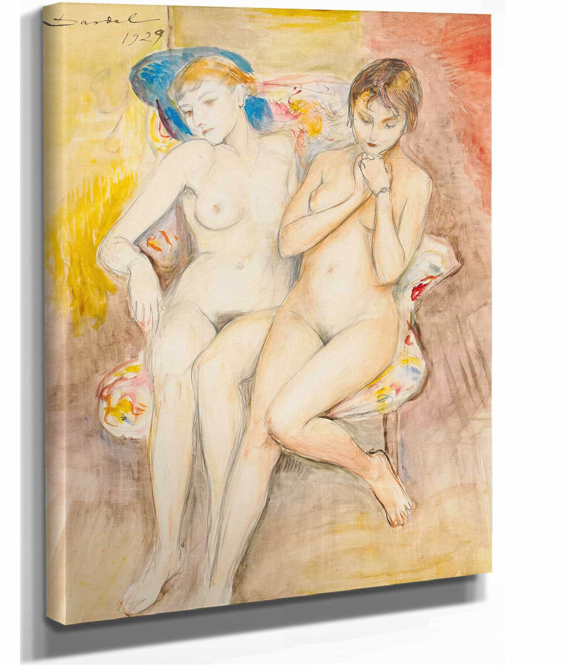 Two Girls In A Chair by Nils Dardel