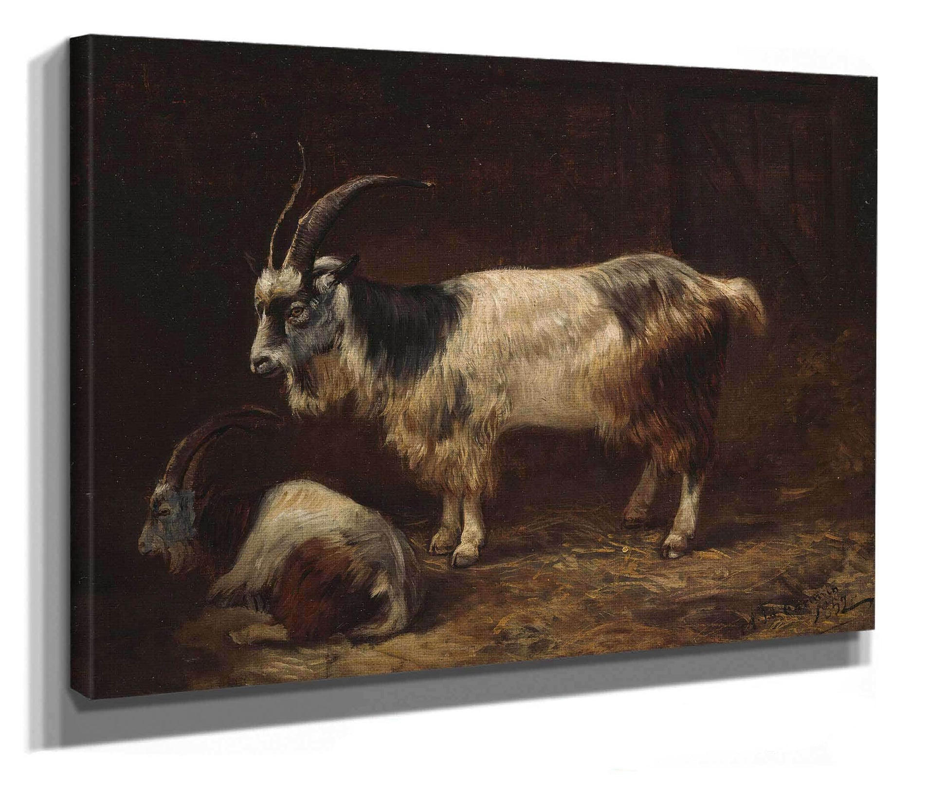 Two Goats by Adolph Tidemand