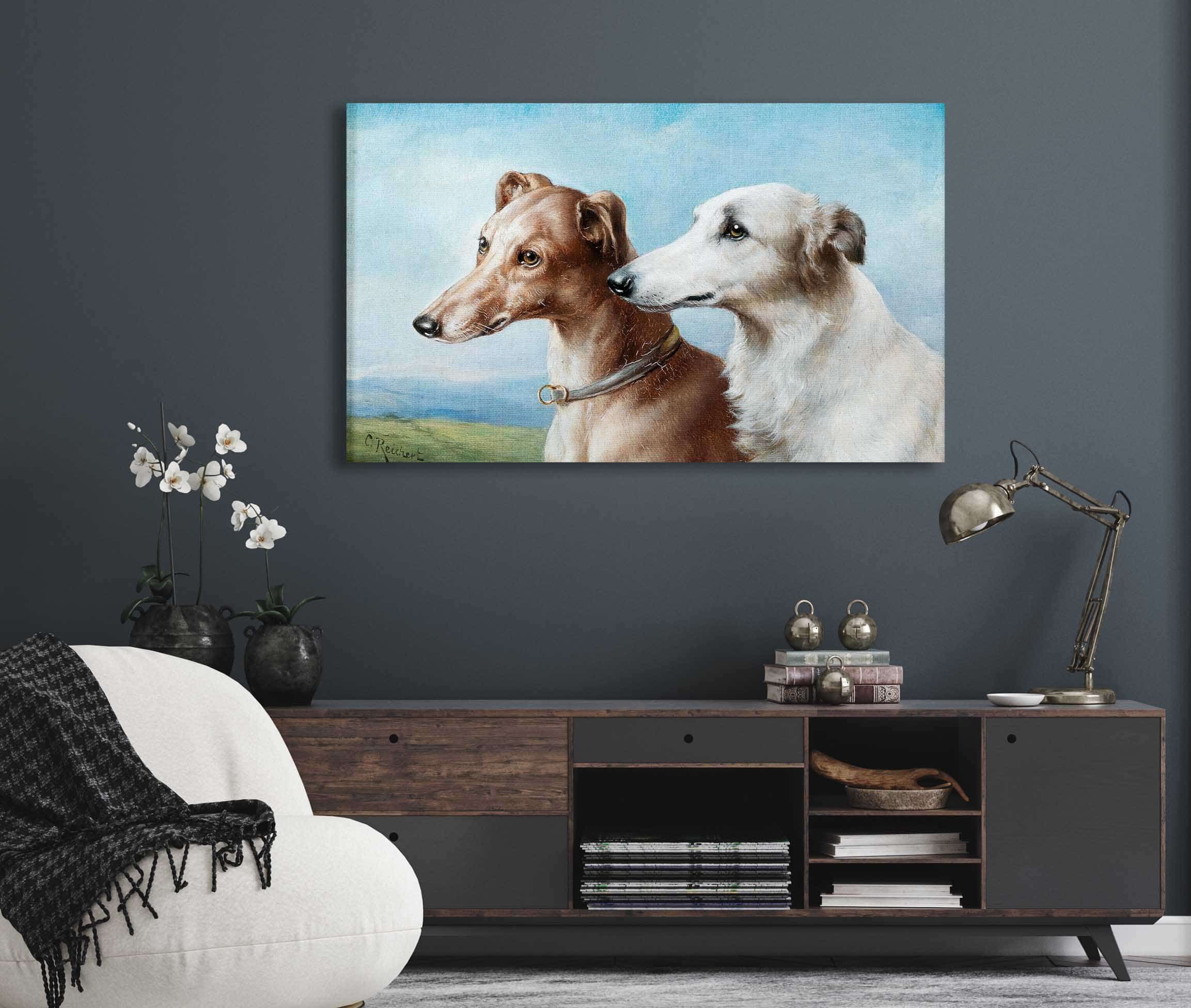 Two Greyhounds by Carl Reichert