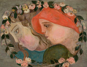 Two Heads Of Little Girls In A Garland Of Flowers by Tadeusz Makowski