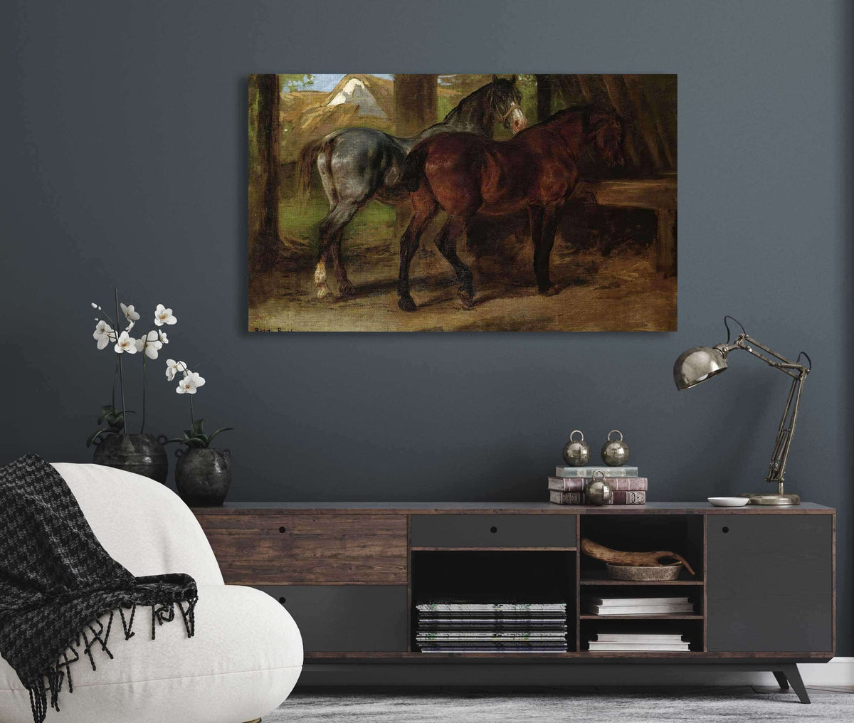 Two Horses In A Stable by Rosa Bonheur