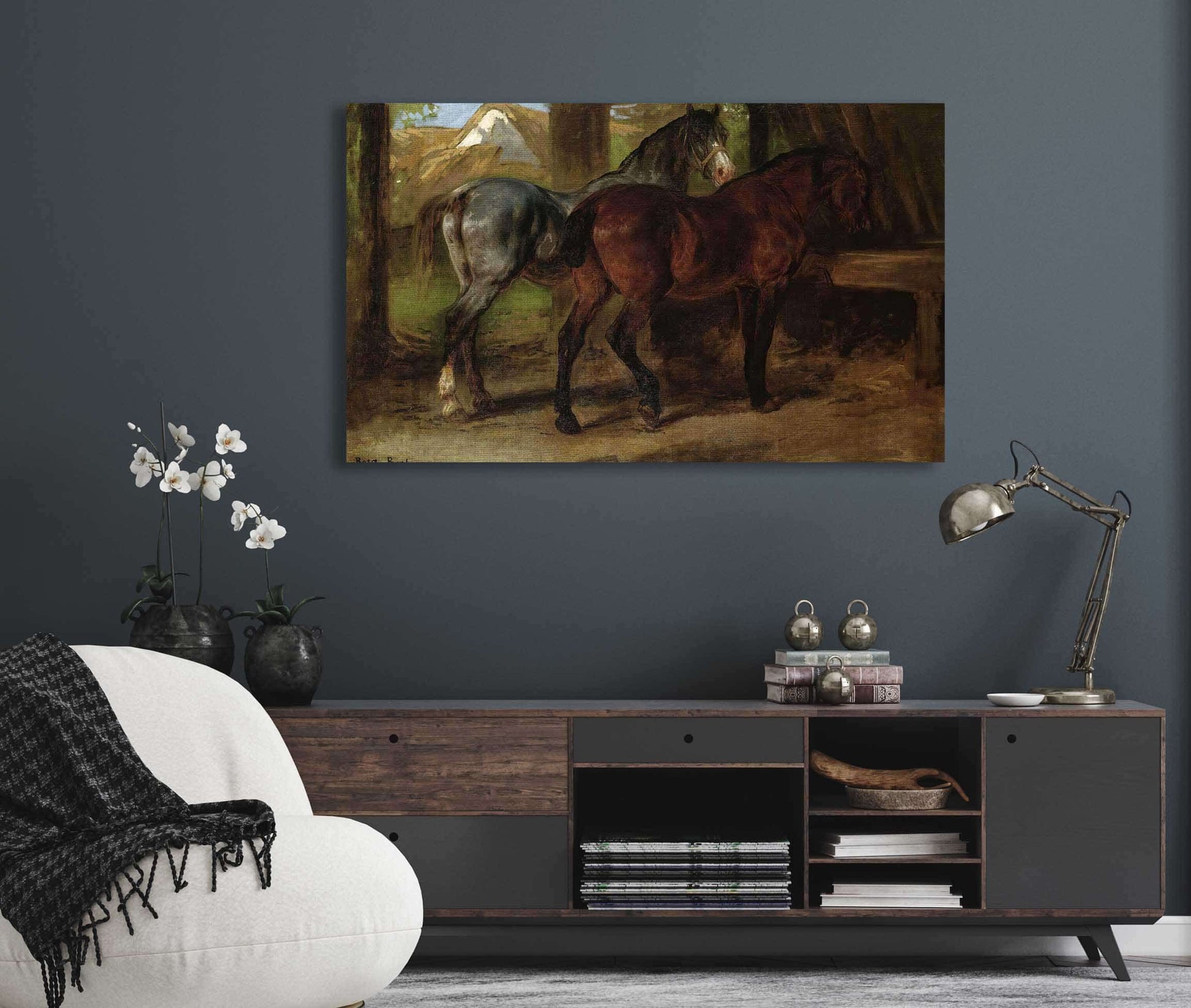 Two Horses In A Stable by Rosa Bonheur