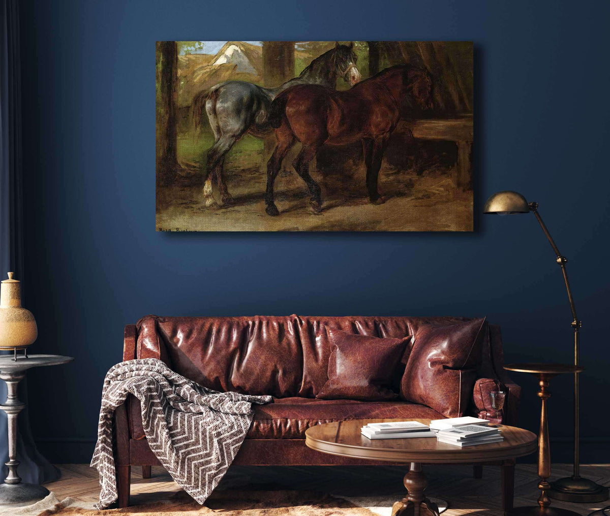 Two Horses In A Stable by Rosa Bonheur