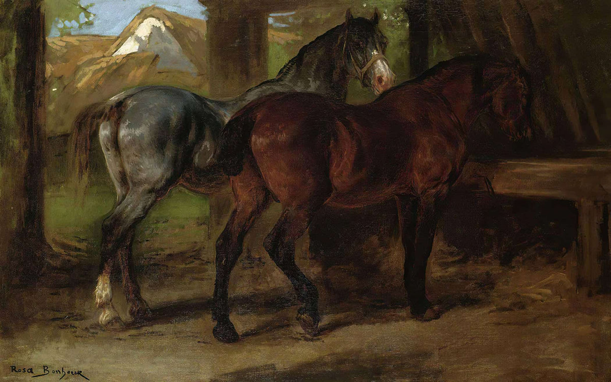 Two Horses In A Stable by Rosa Bonheur