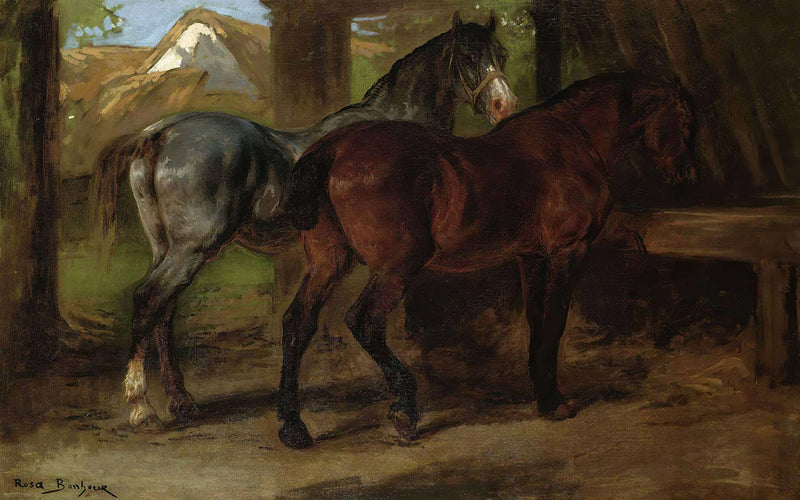 Two Horses In A Stable by Rosa Bonheur