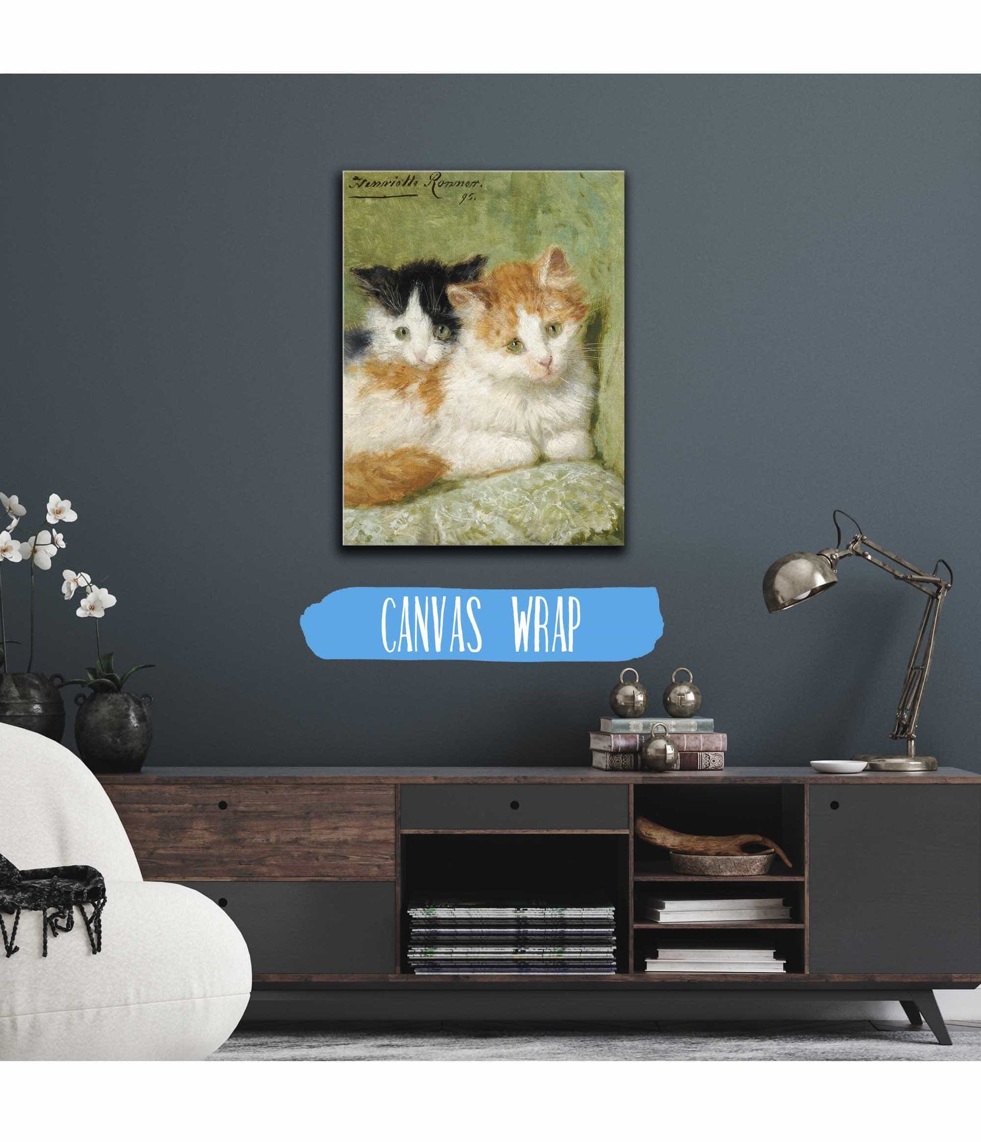 Two Kittens Sitting On A Cushion by Henriette Ronner Knip