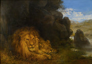 Two Lions In A Cave by Wilhelm Kuhnert