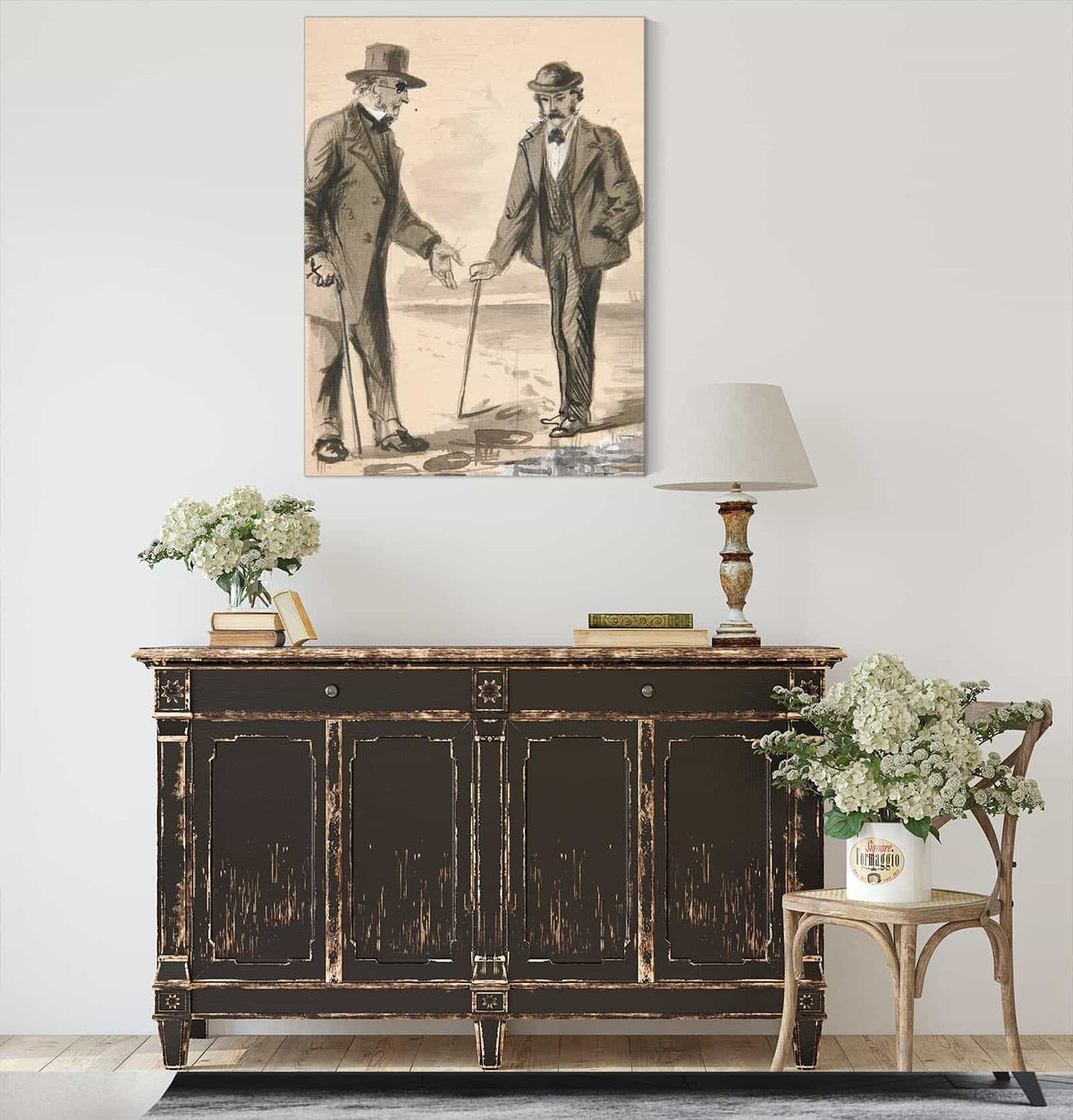 Two Men Conversing On Seashore by Edwin Austin Abbey