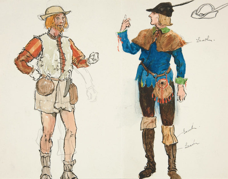 Two Men Costume Sketch For Henry Irvings Planned Production Of King Richard Ii by Edwin Austin Abbey