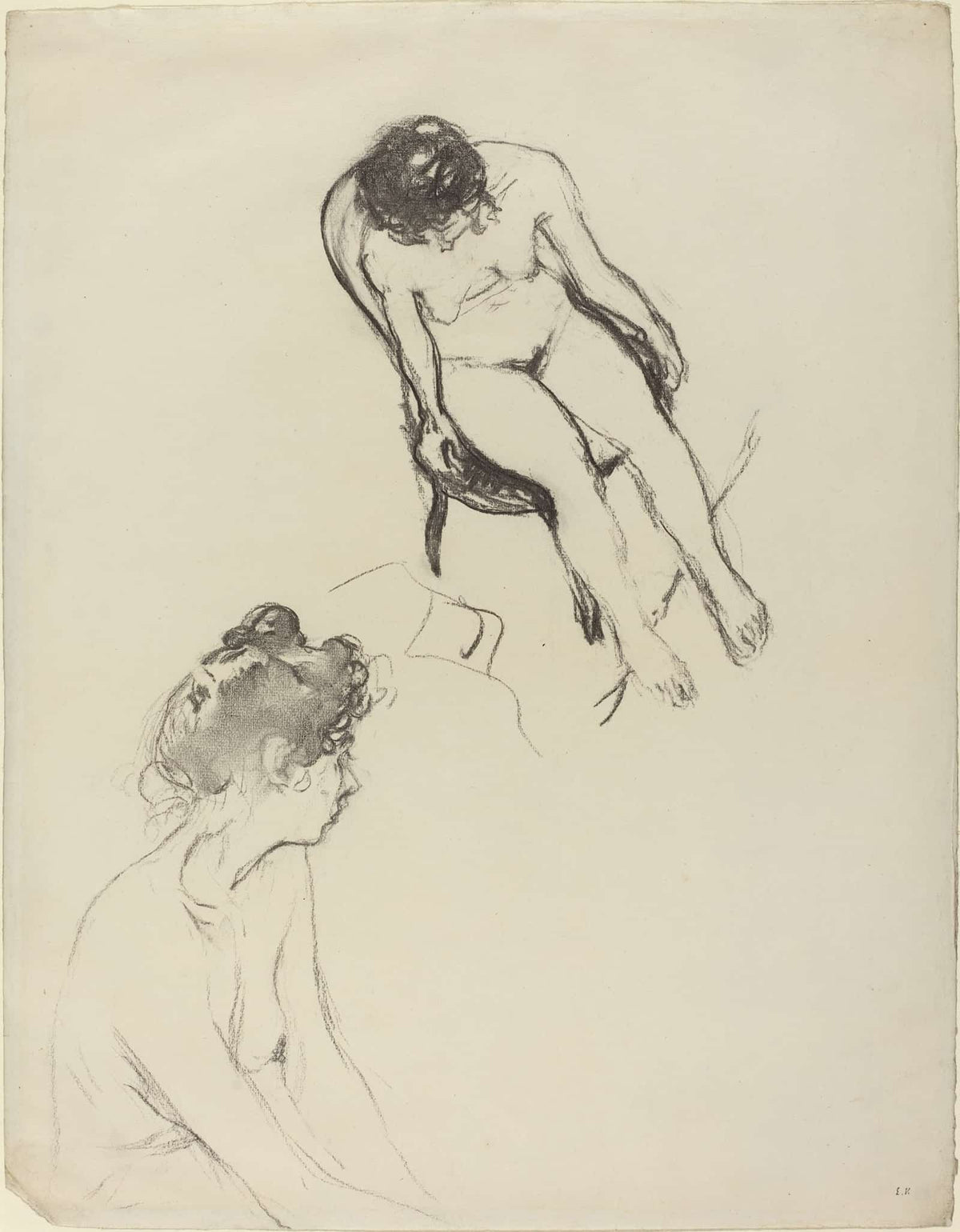 Two Nude Figure Studies Possibly by Edouard Vuillard