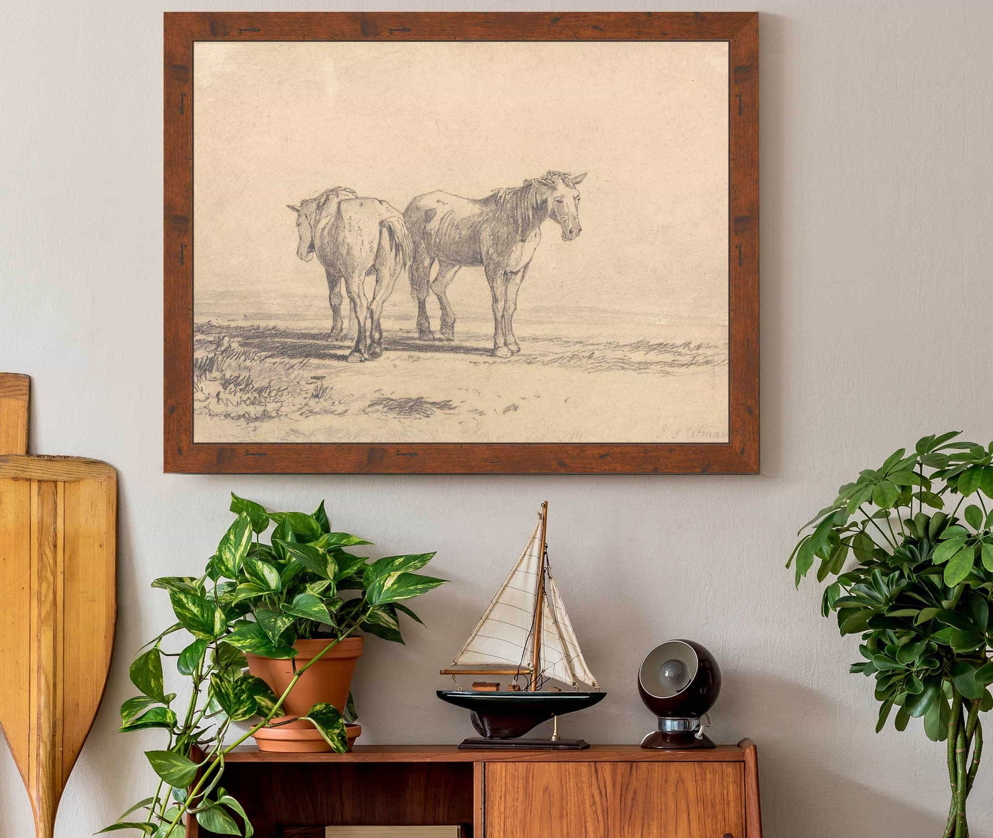 Two Old Horses Standing In A Field by John Sell Cotman