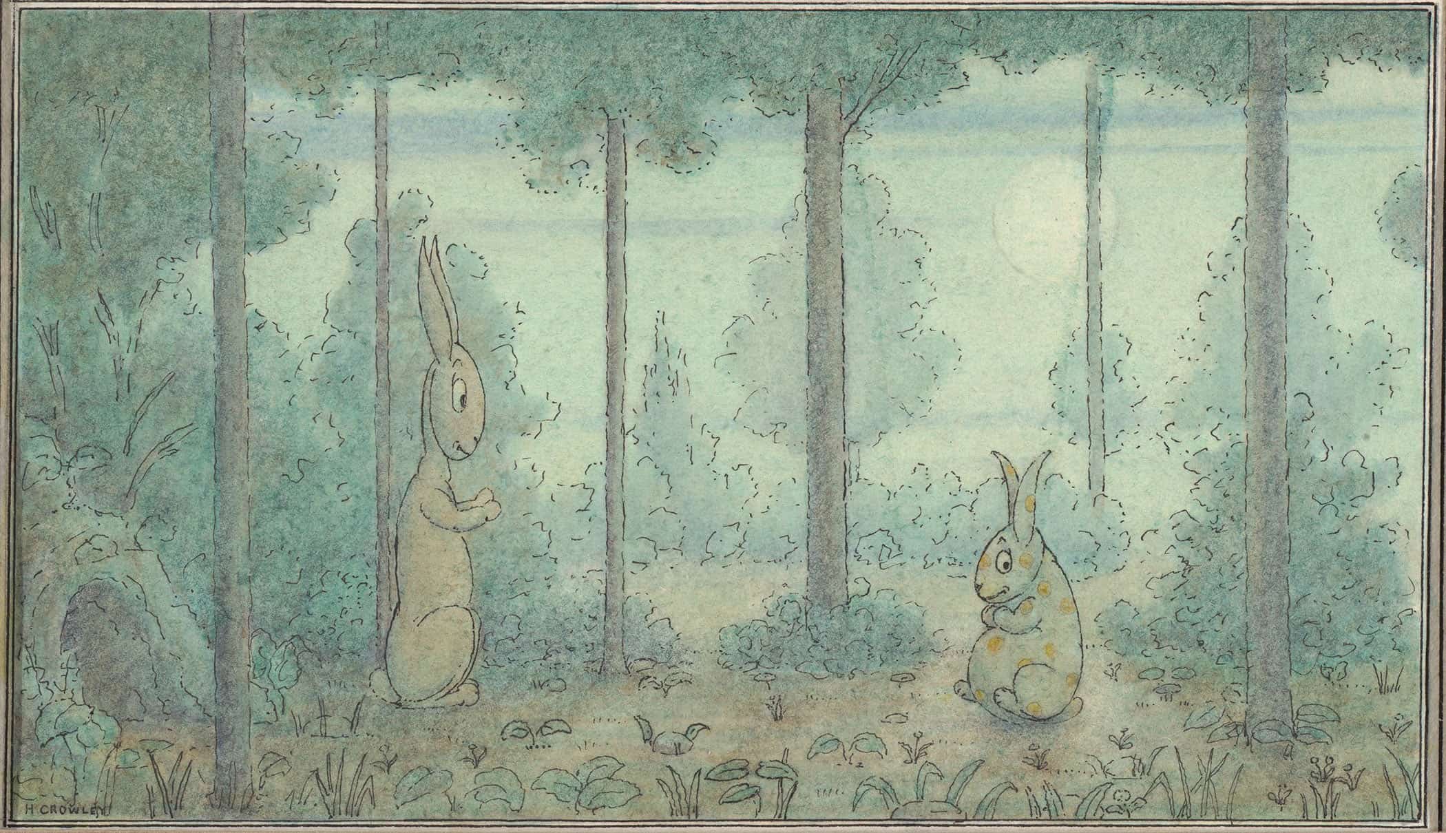 Two Rabbits In A Wood by Herbert Crowley