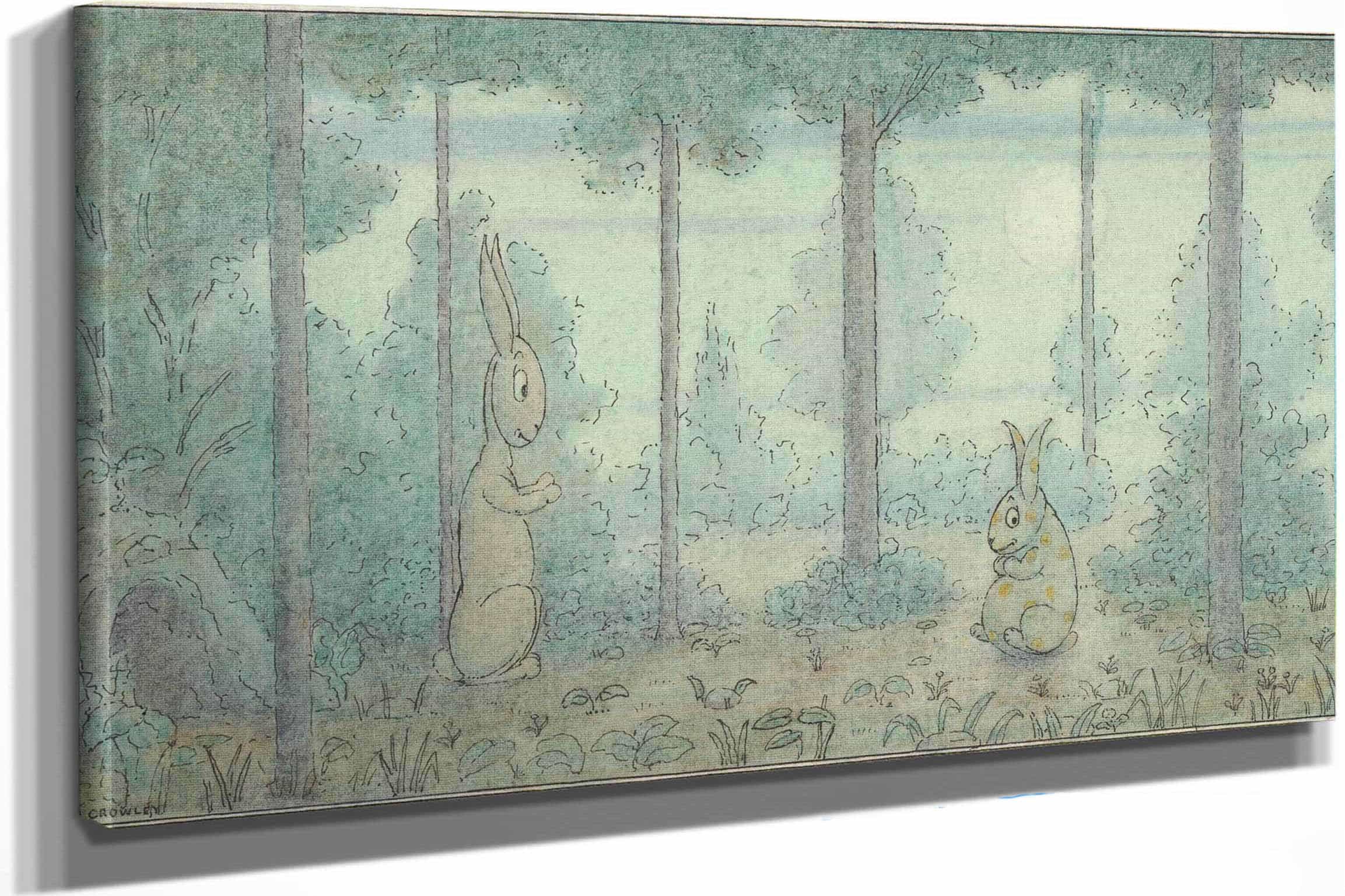 Two Rabbits In A Wood by Herbert Crowley