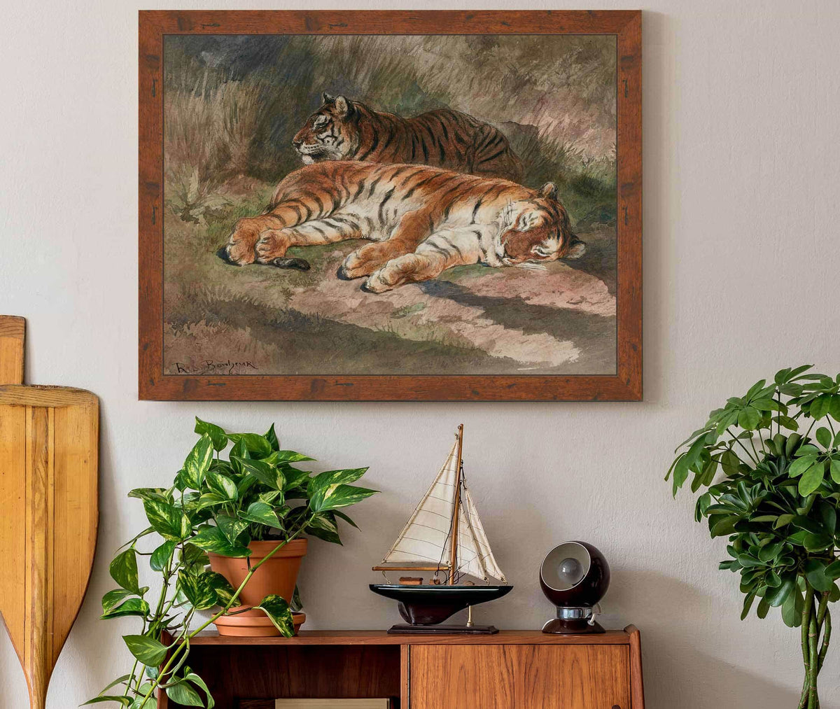 Two Recumbent Tigers by Rosa Bonheur