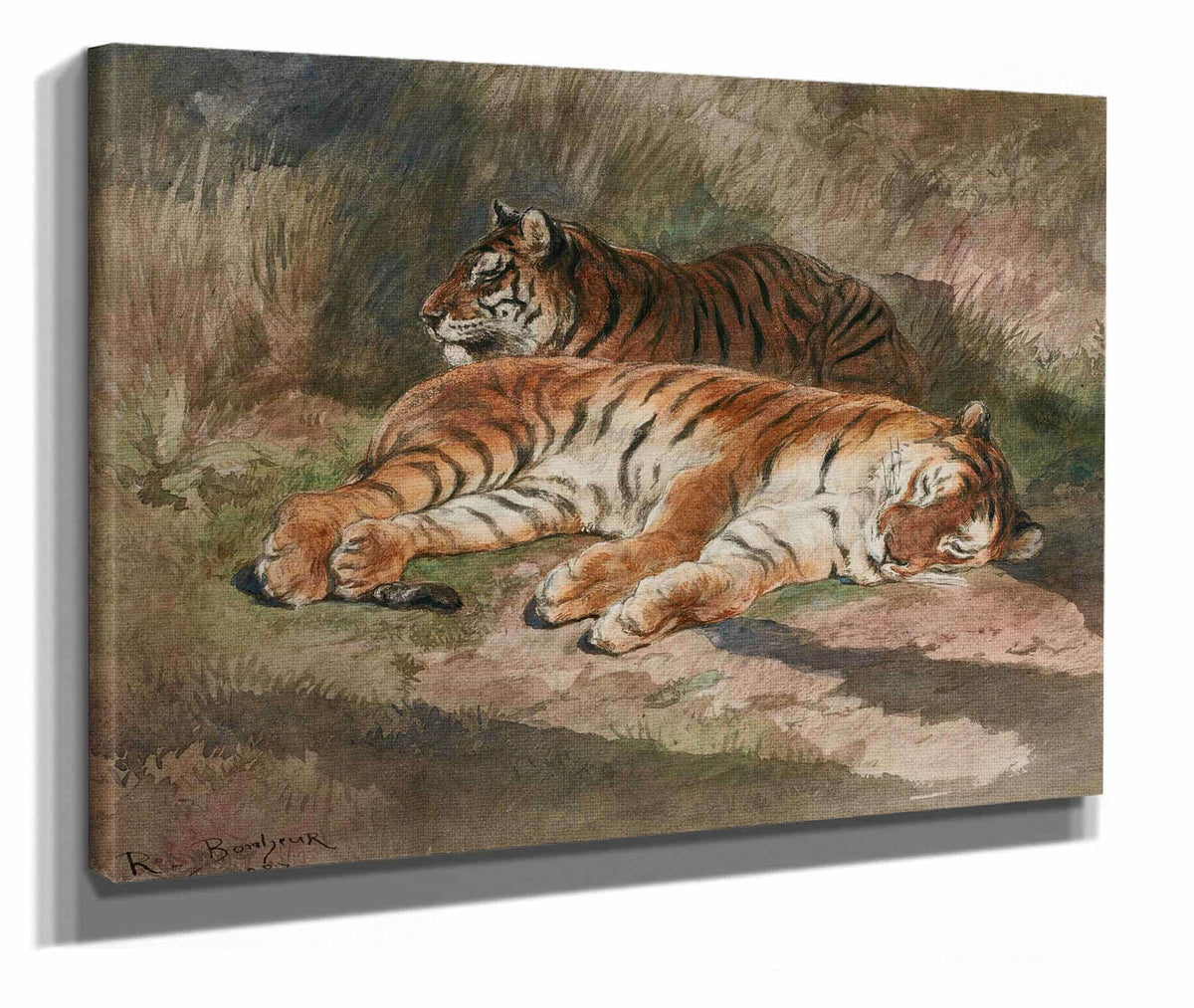 Two Recumbent Tigers by Rosa Bonheur