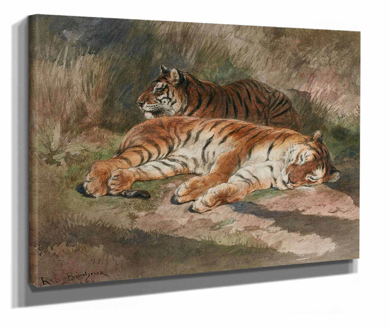 Two Recumbent Tigers by Rosa Bonheur