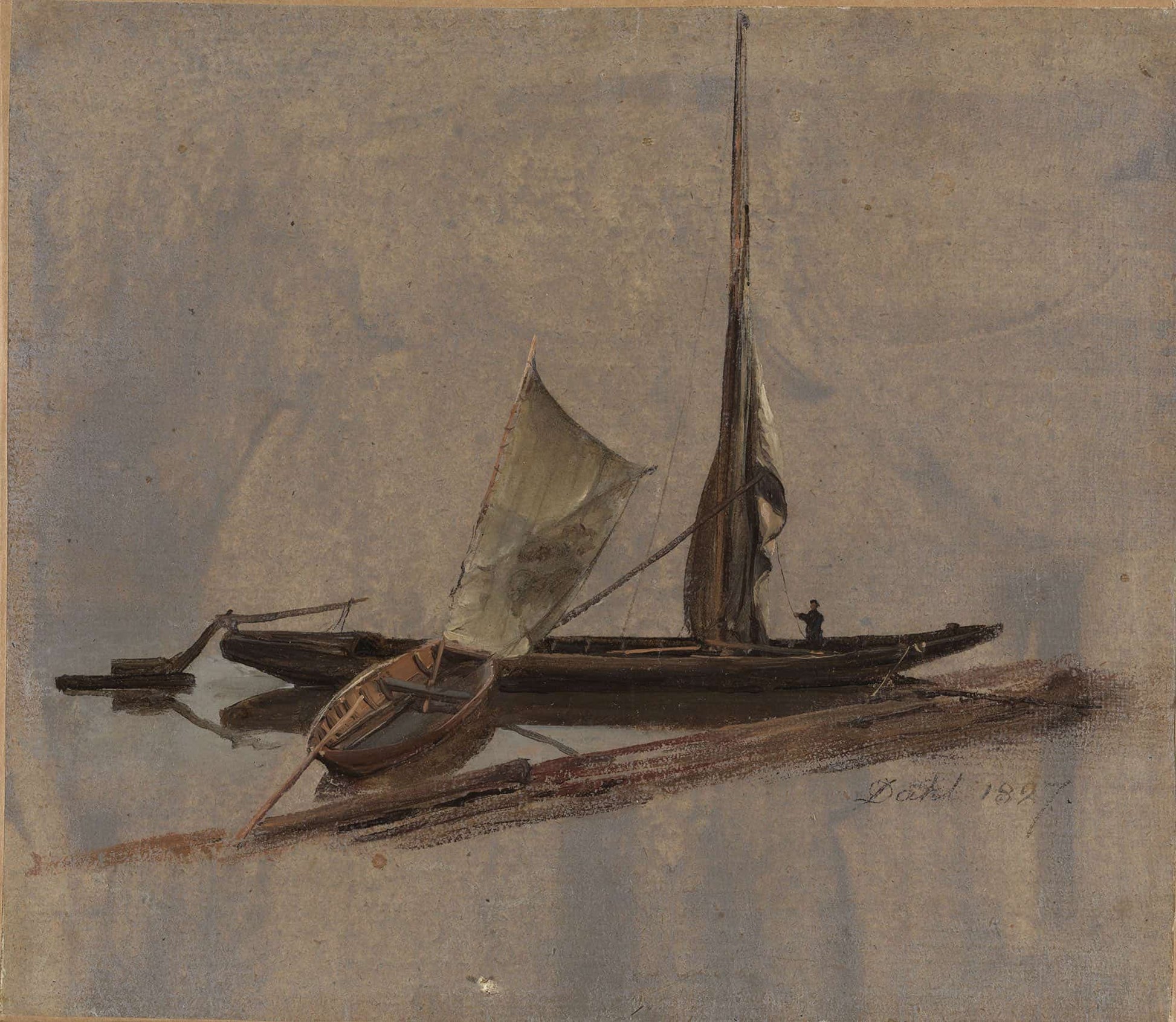 Two Sailing Boats At The Elbe by Johan Christian Dahl