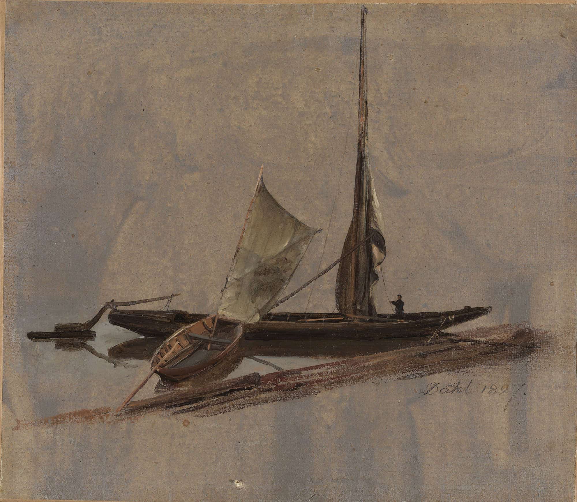 Two Sailing Boats At The Elbe by Johan Christian Dahl