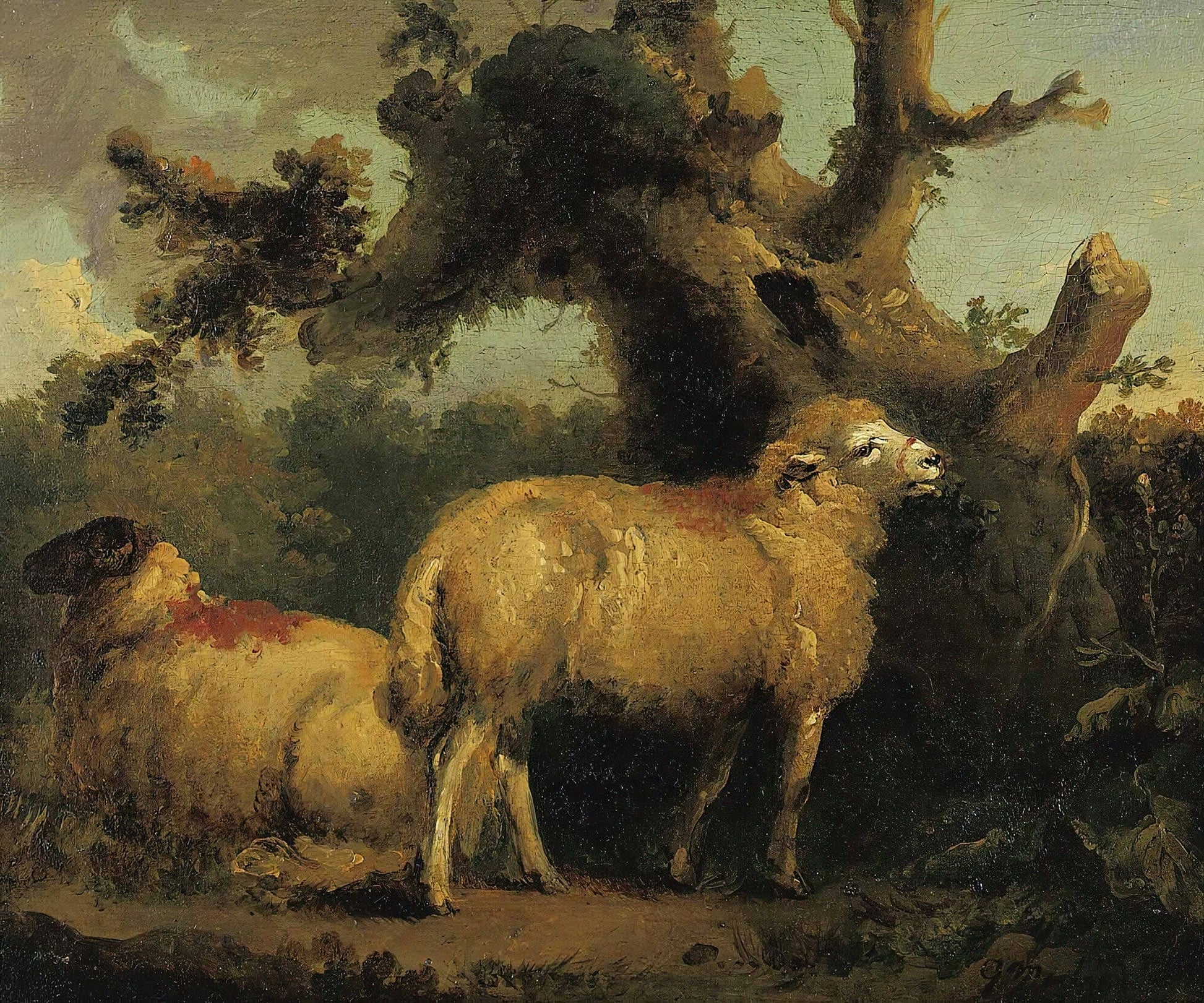 Two Sheep In A Landscape by George Morland