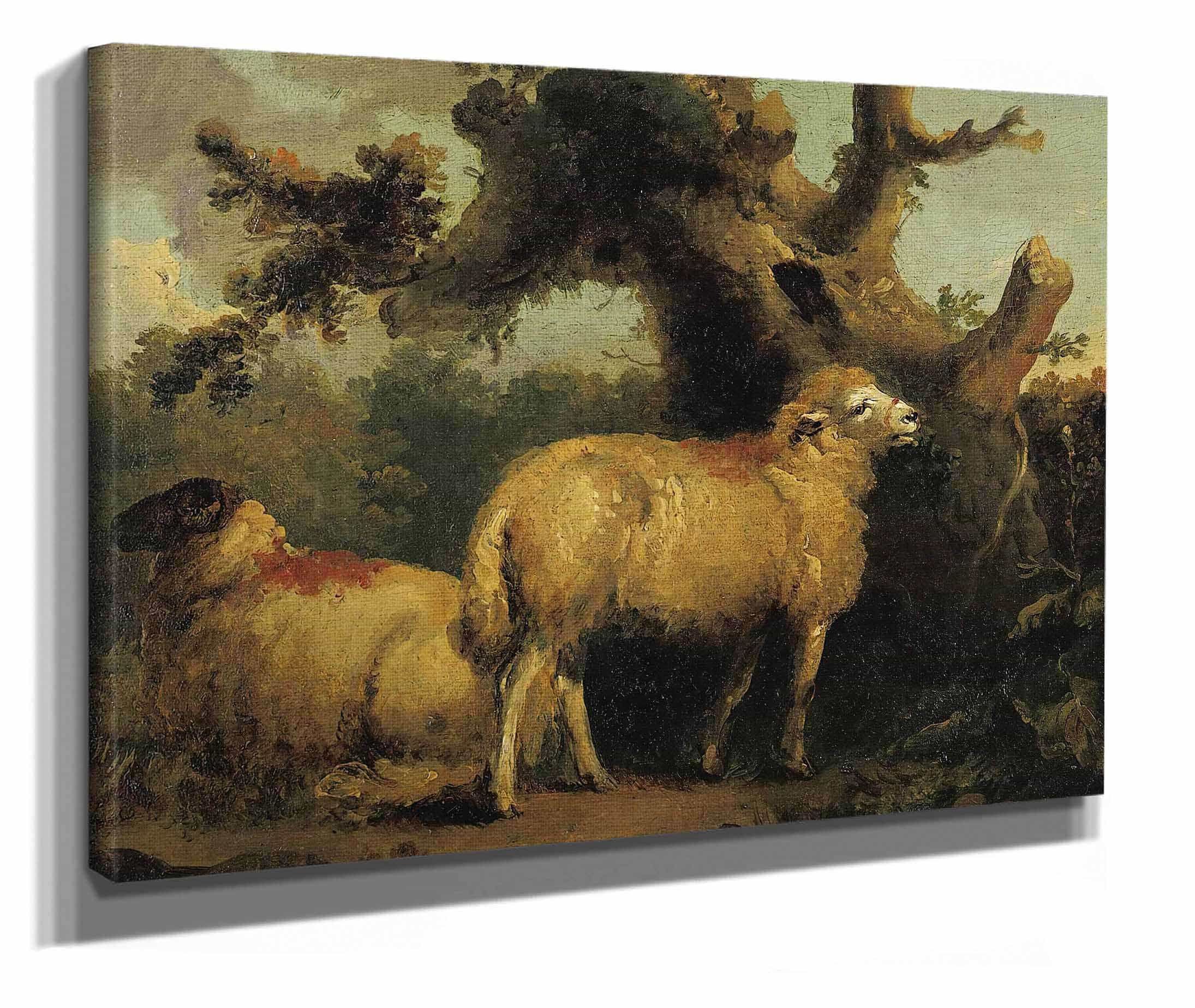 Two Sheep In A Landscape by George Morland
