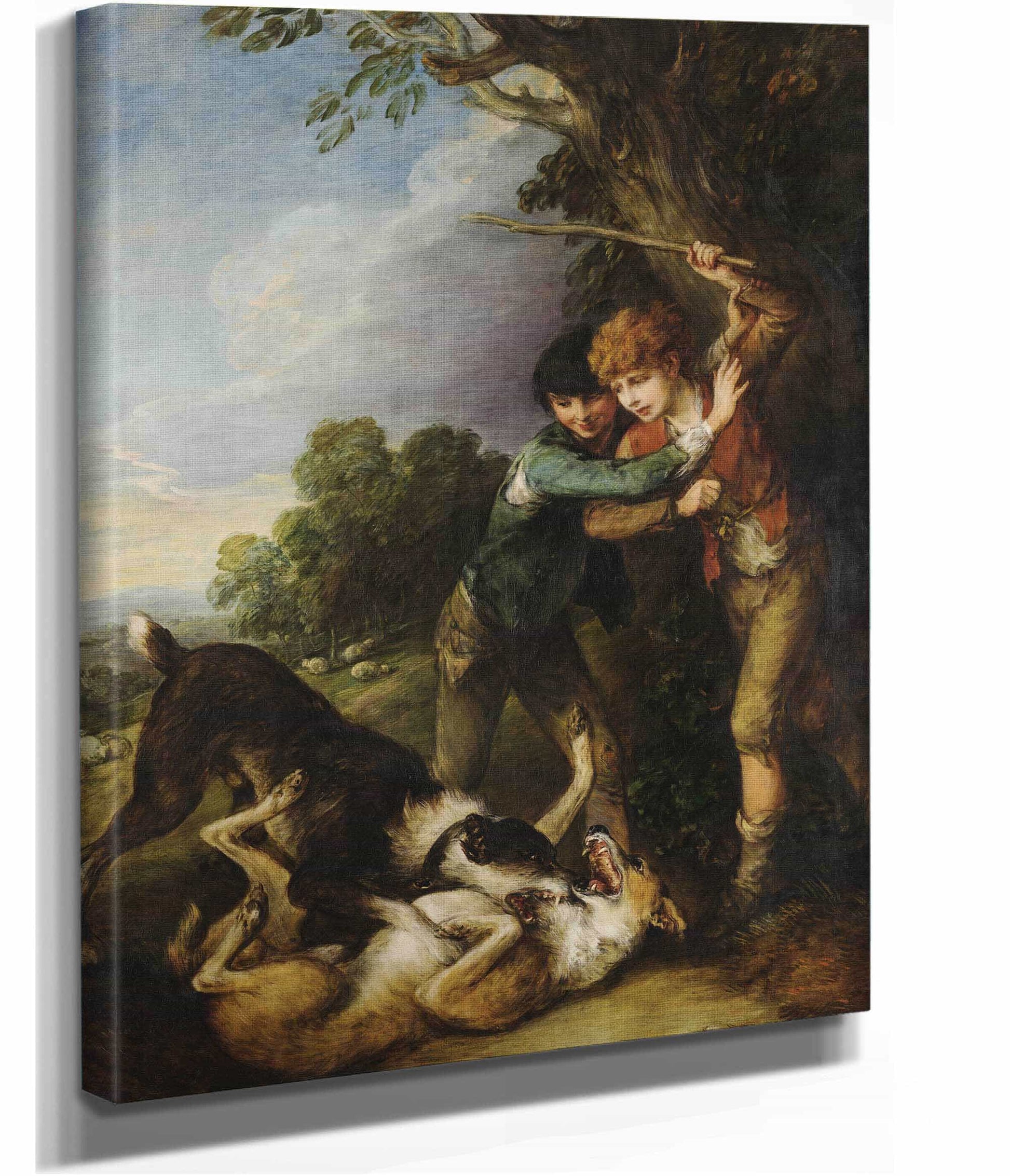 Two Shepherd Boys With Dogs Fighting by Thomas Gainsborough