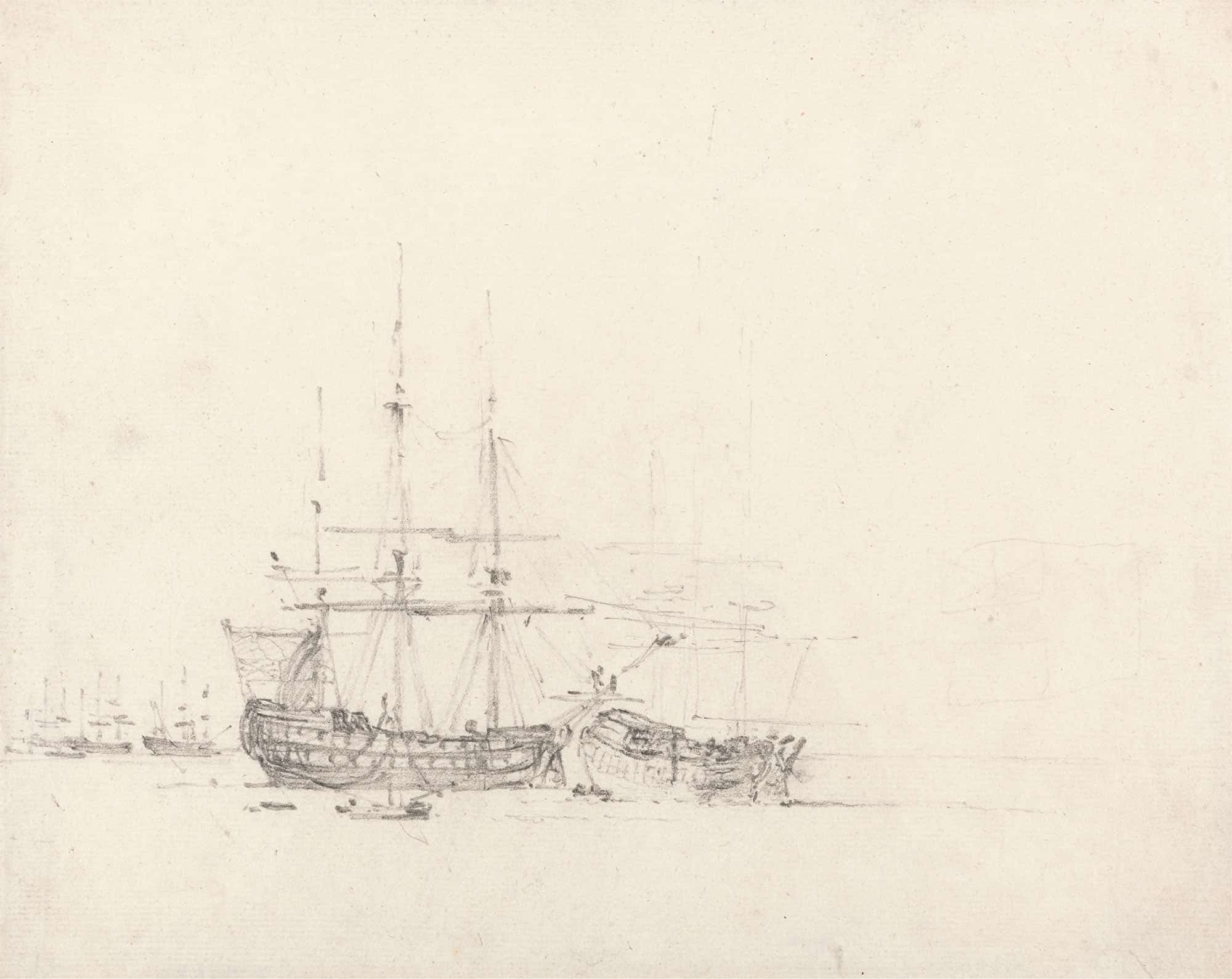 Two Ships At Anchor by John Constable
