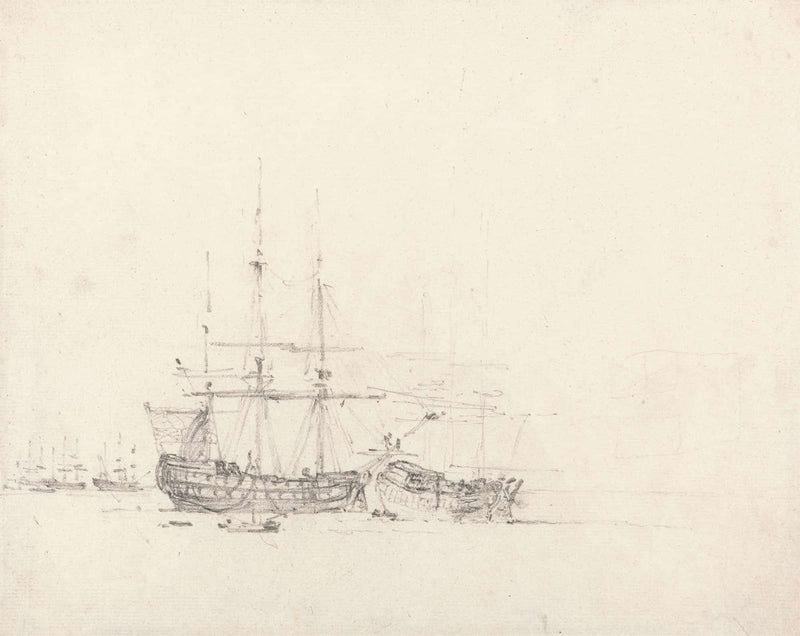 Two Ships At Anchor by John Constable