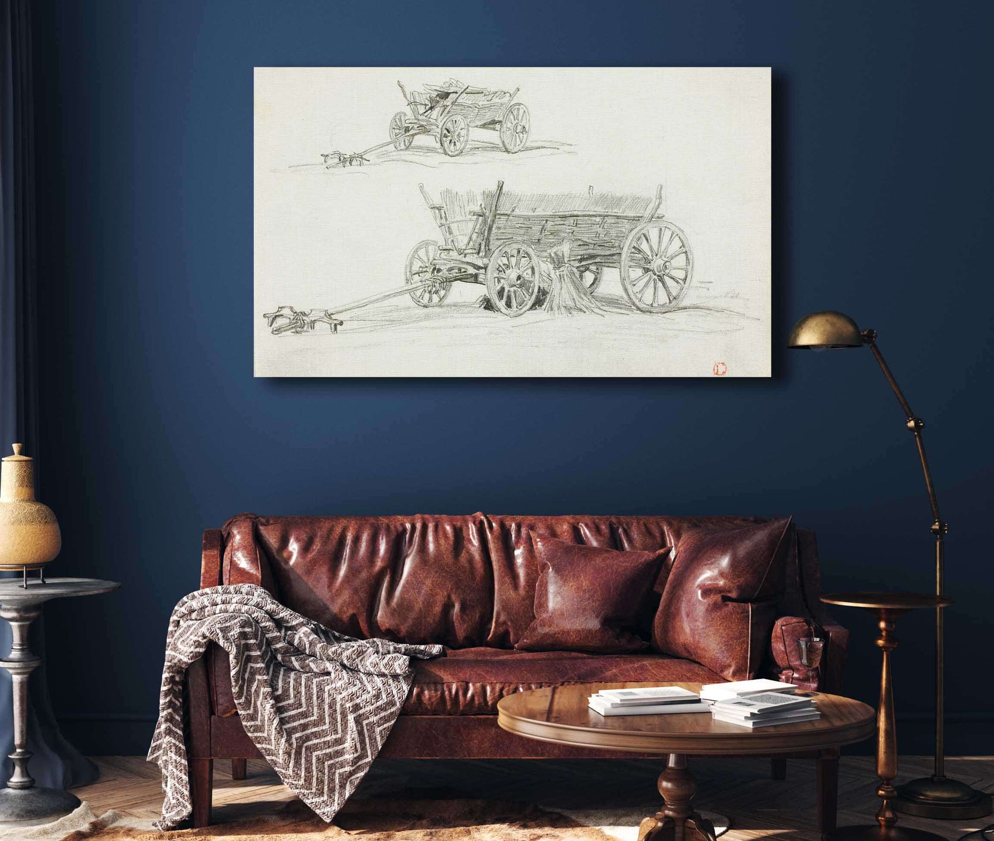 Two Sketches Of An Ox Cart by Charles Francois Daubigny