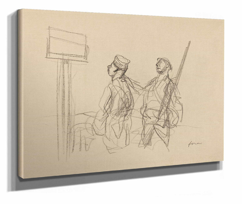 Two Soldiers Looking At A Placard Probably by Jean Louis Forain