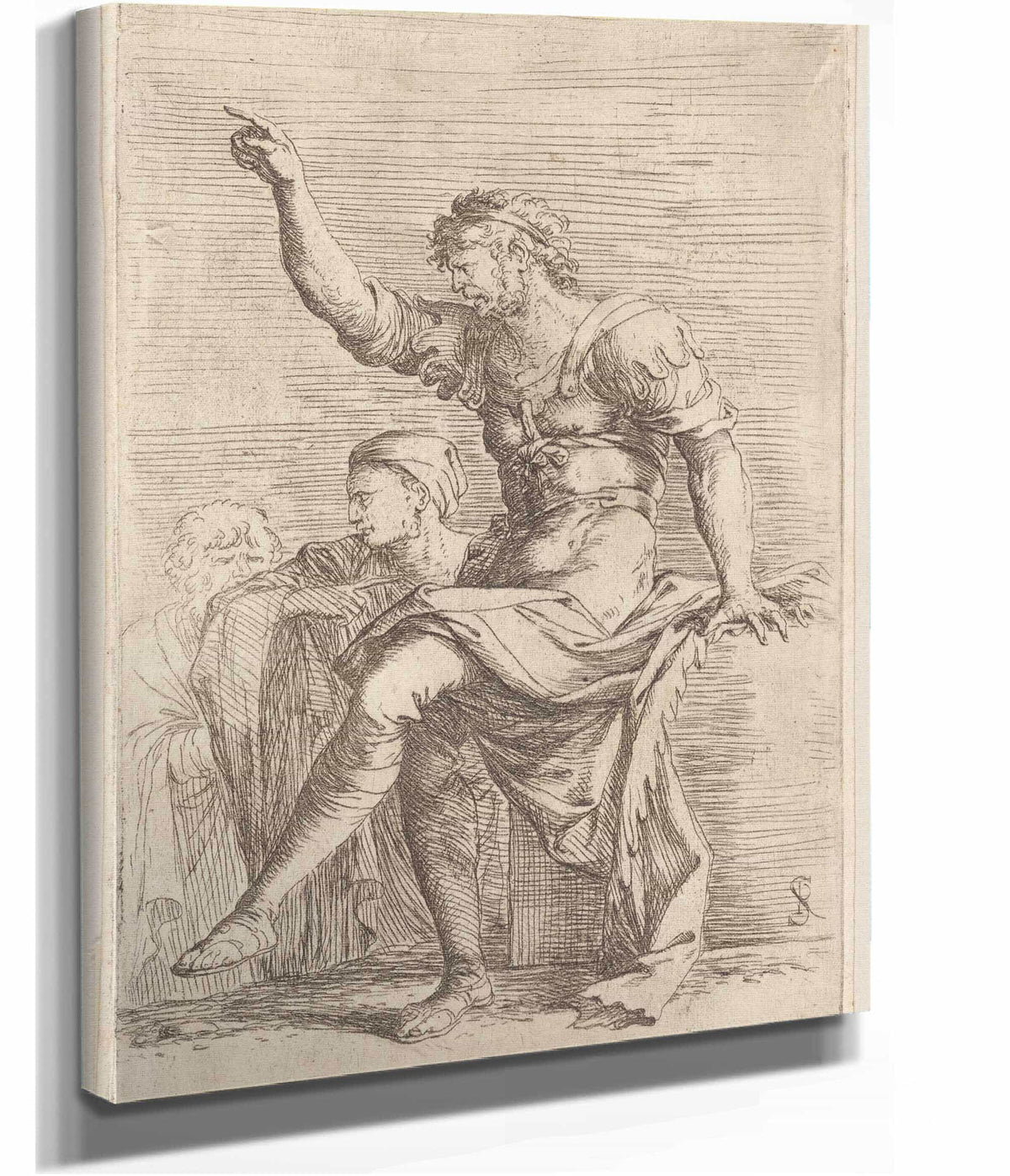 Two Soldiers One With His Hand Raised Pointing Toward The Left  by Salvator Rosa