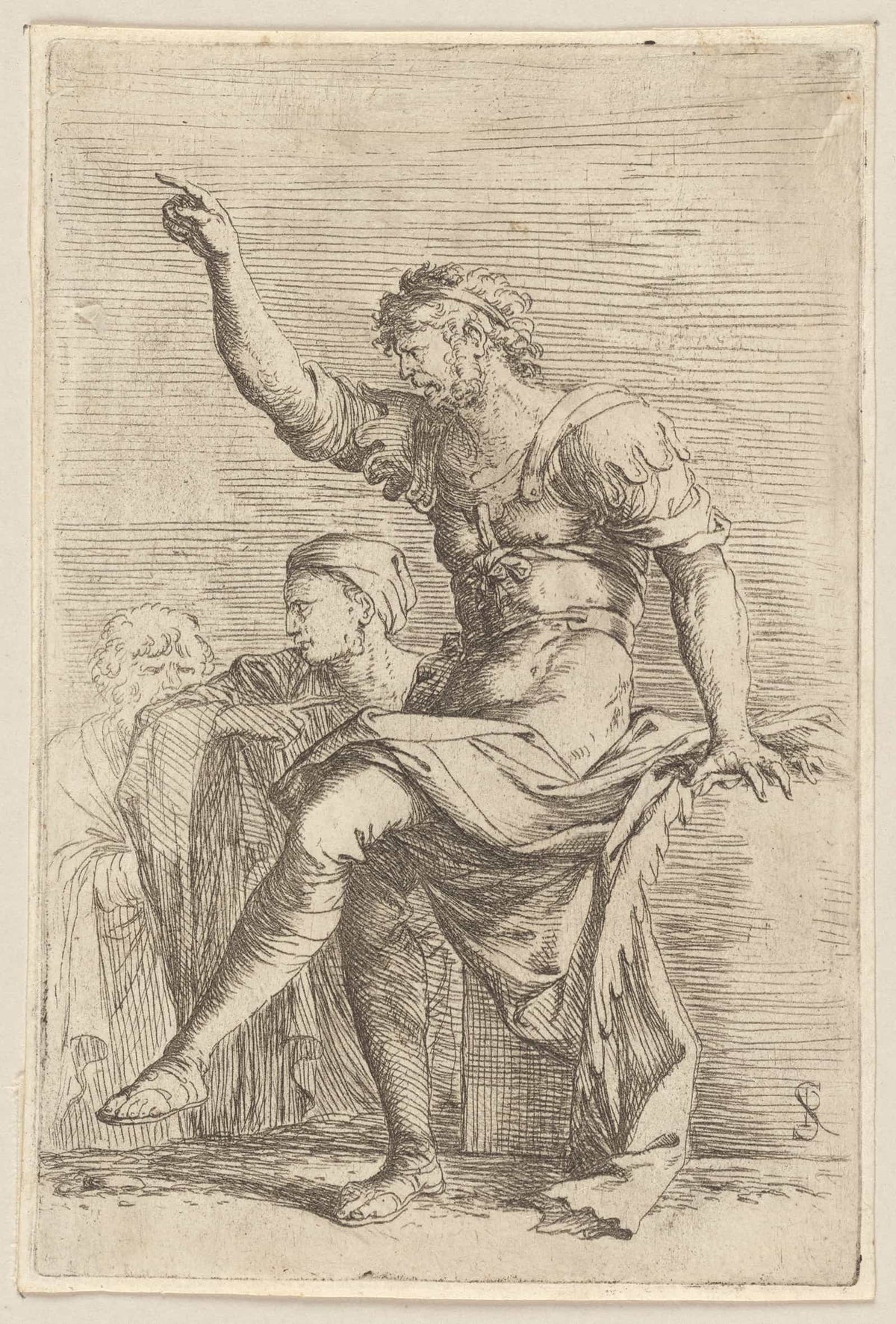 Two Soldiers One With His Hand Raised Pointing Toward The Left  by Salvator Rosa