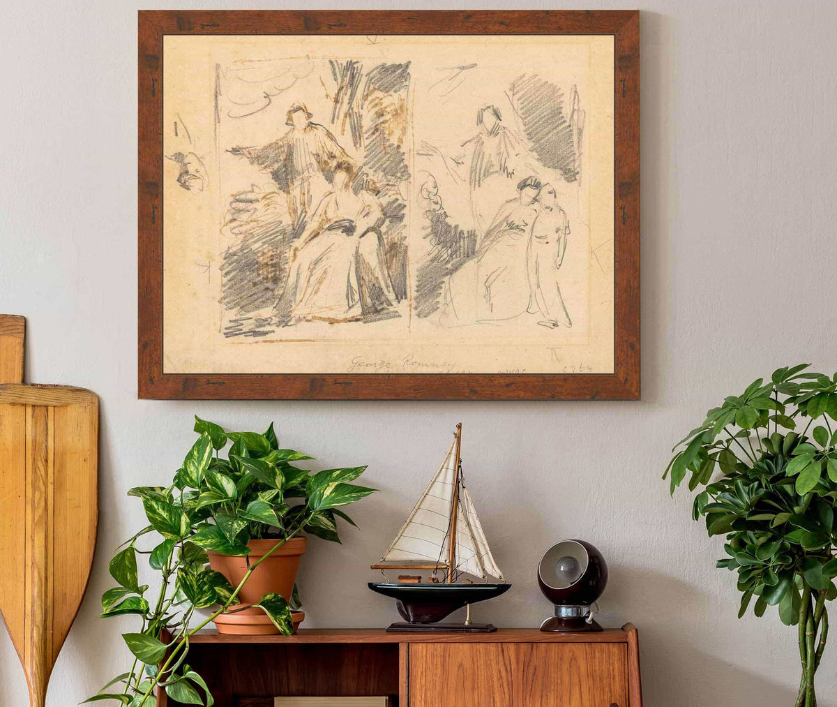 Two Studies For A Portrait Of The Warren Family by George Romney