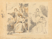 Two Studies For A Portrait Of The Warren Family by George Romney