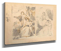 Two Studies For A Portrait Of The Warren Family by George Romney