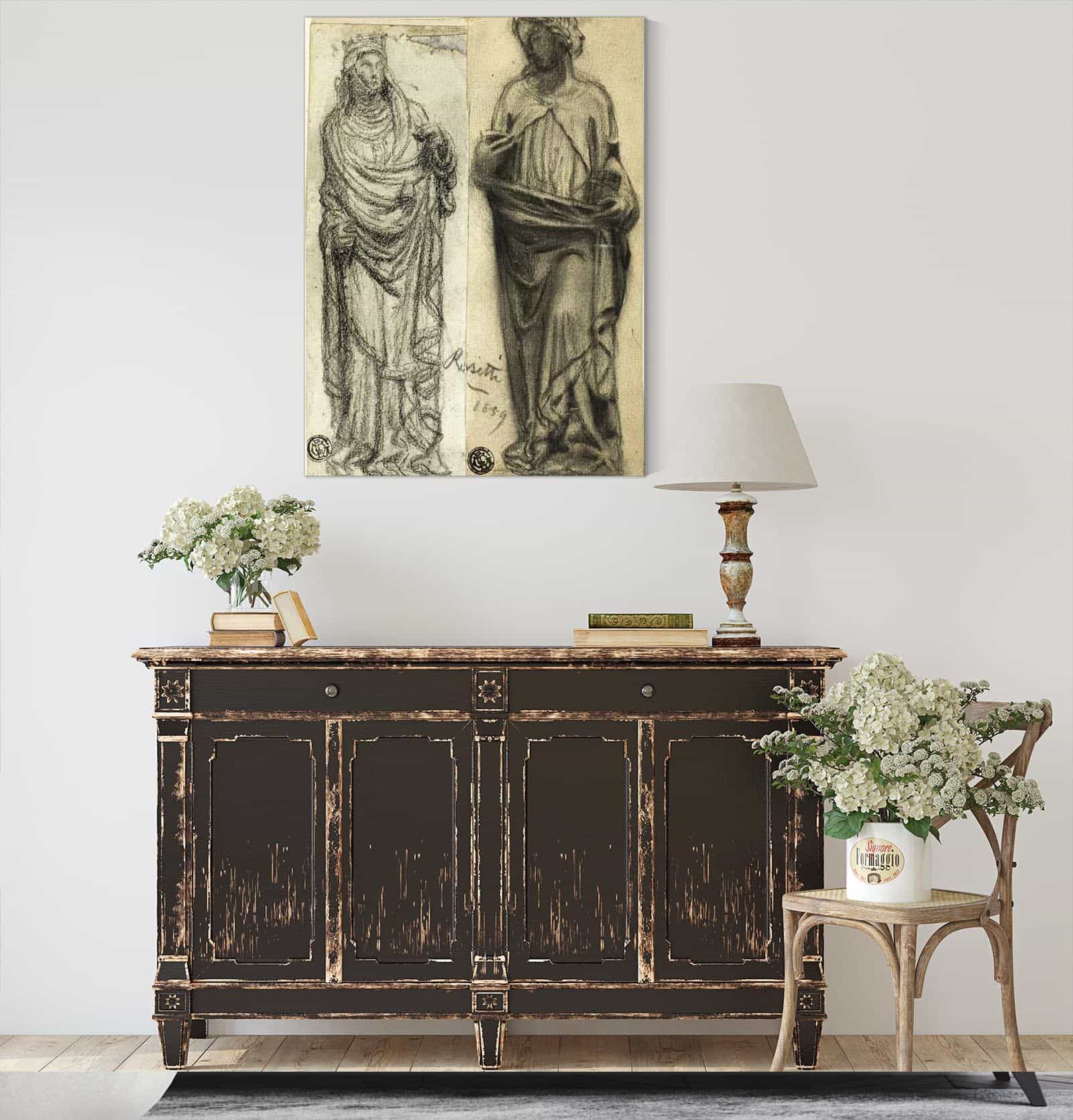 Two Studies Of Medieval Sculpture by Dante Gabriel Rossetti