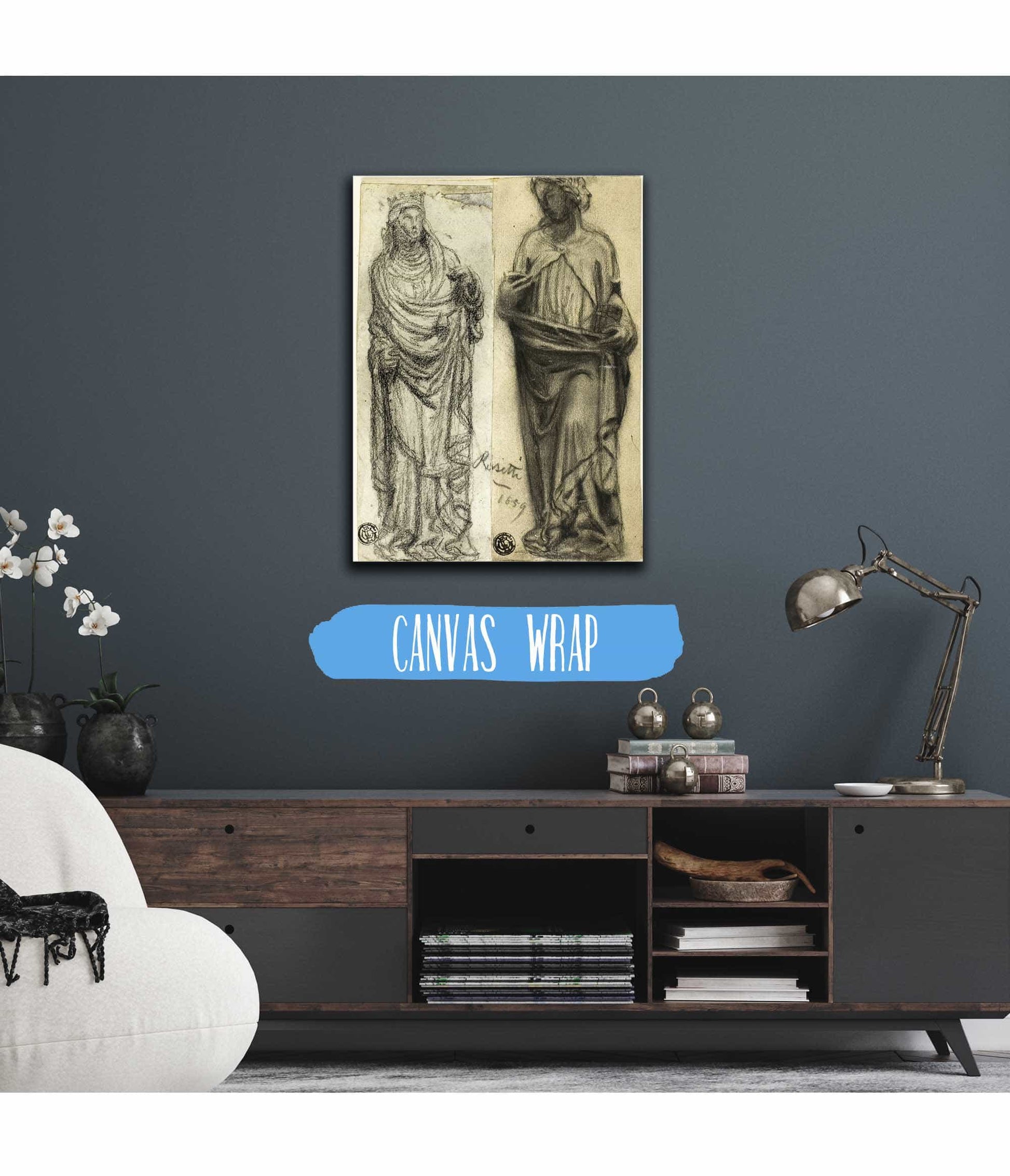 Two Studies Of Medieval Sculpture by Dante Gabriel Rossetti