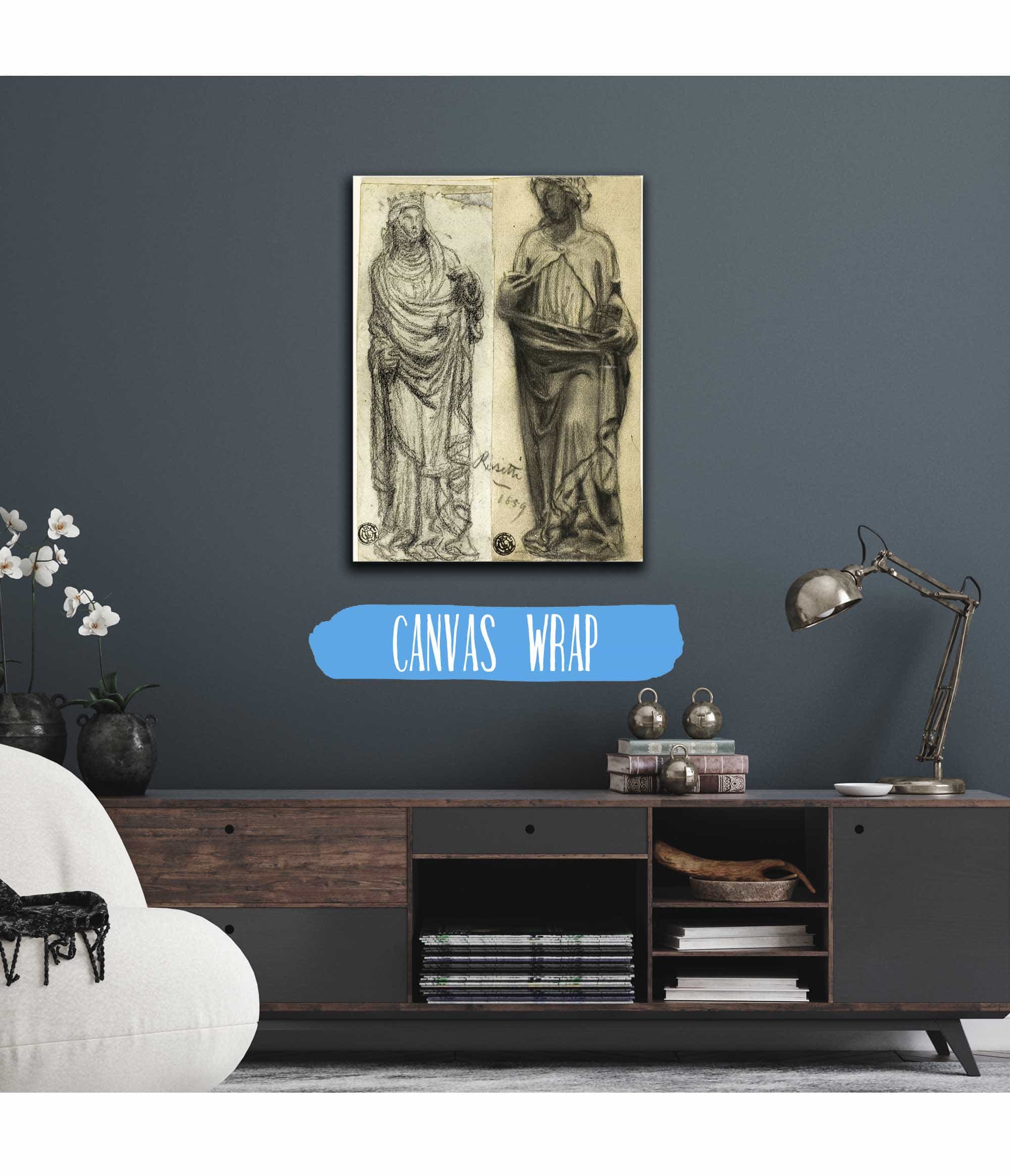 Two Studies Of Medieval Sculpture by Dante Gabriel Rossetti