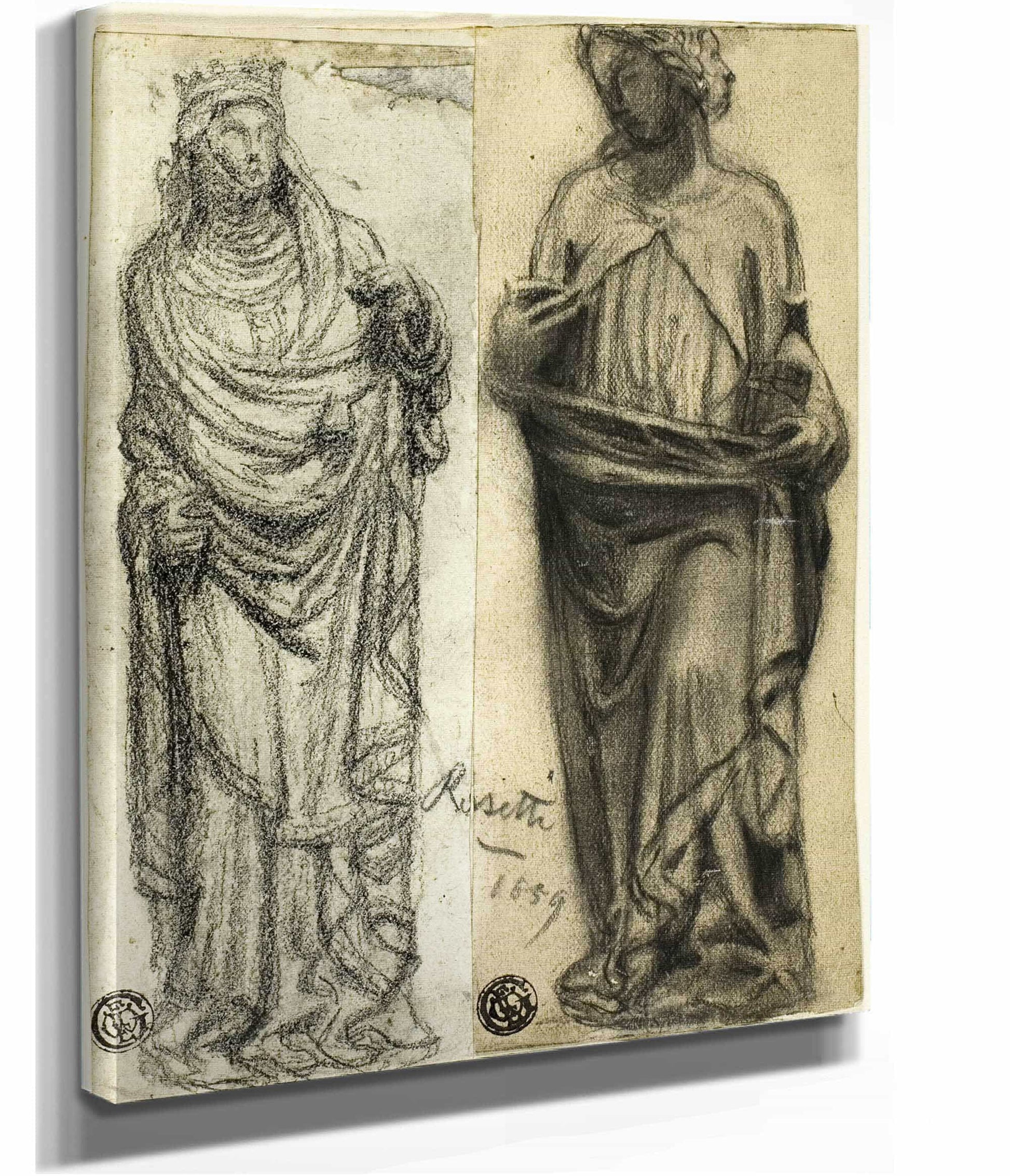Two Studies Of Medieval Sculpture by Dante Gabriel Rossetti