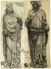 Two Studies Of Medieval Sculpture by Dante Gabriel Rossetti