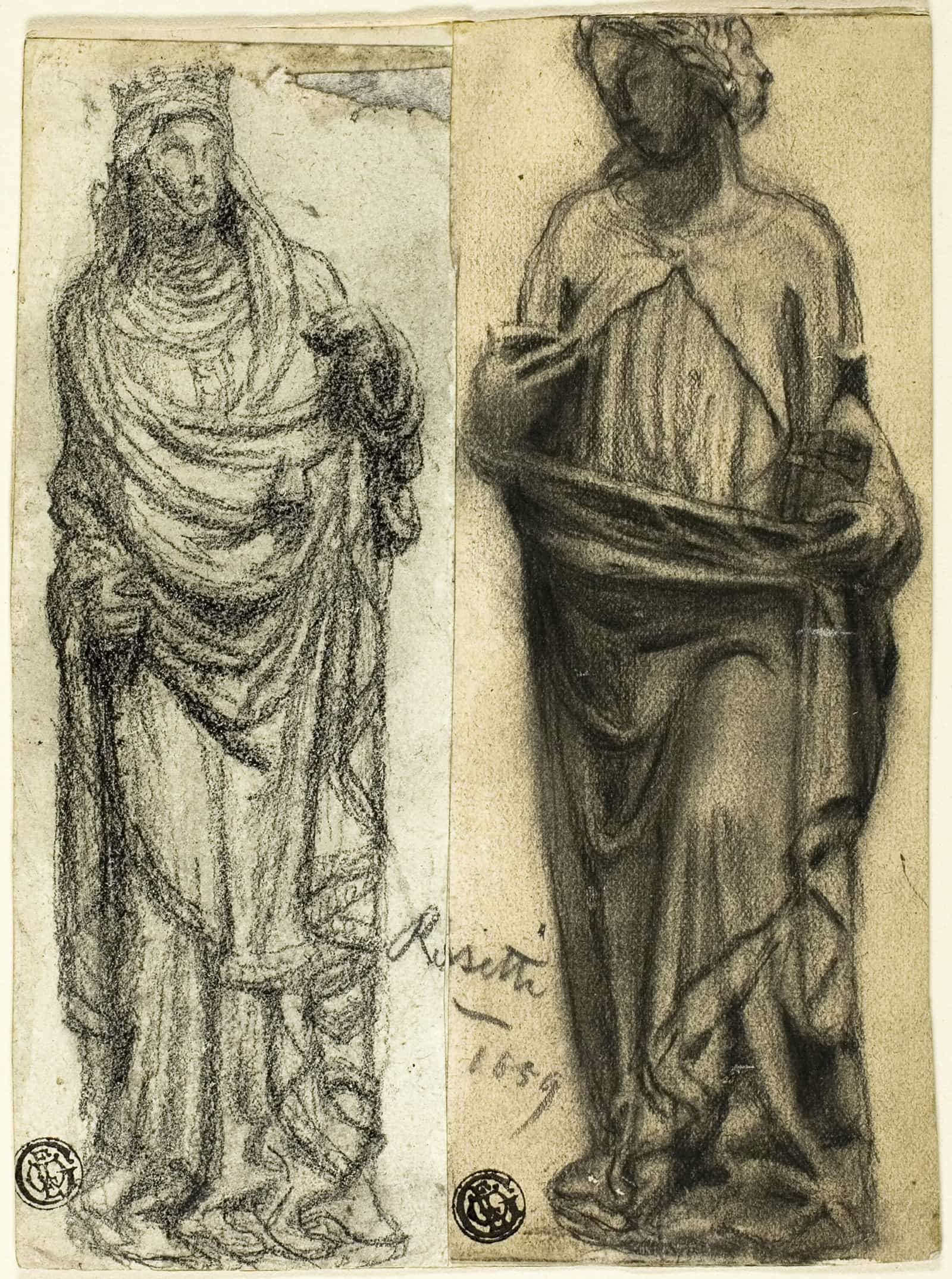 Two Studies Of Medieval Sculpture by Dante Gabriel Rossetti